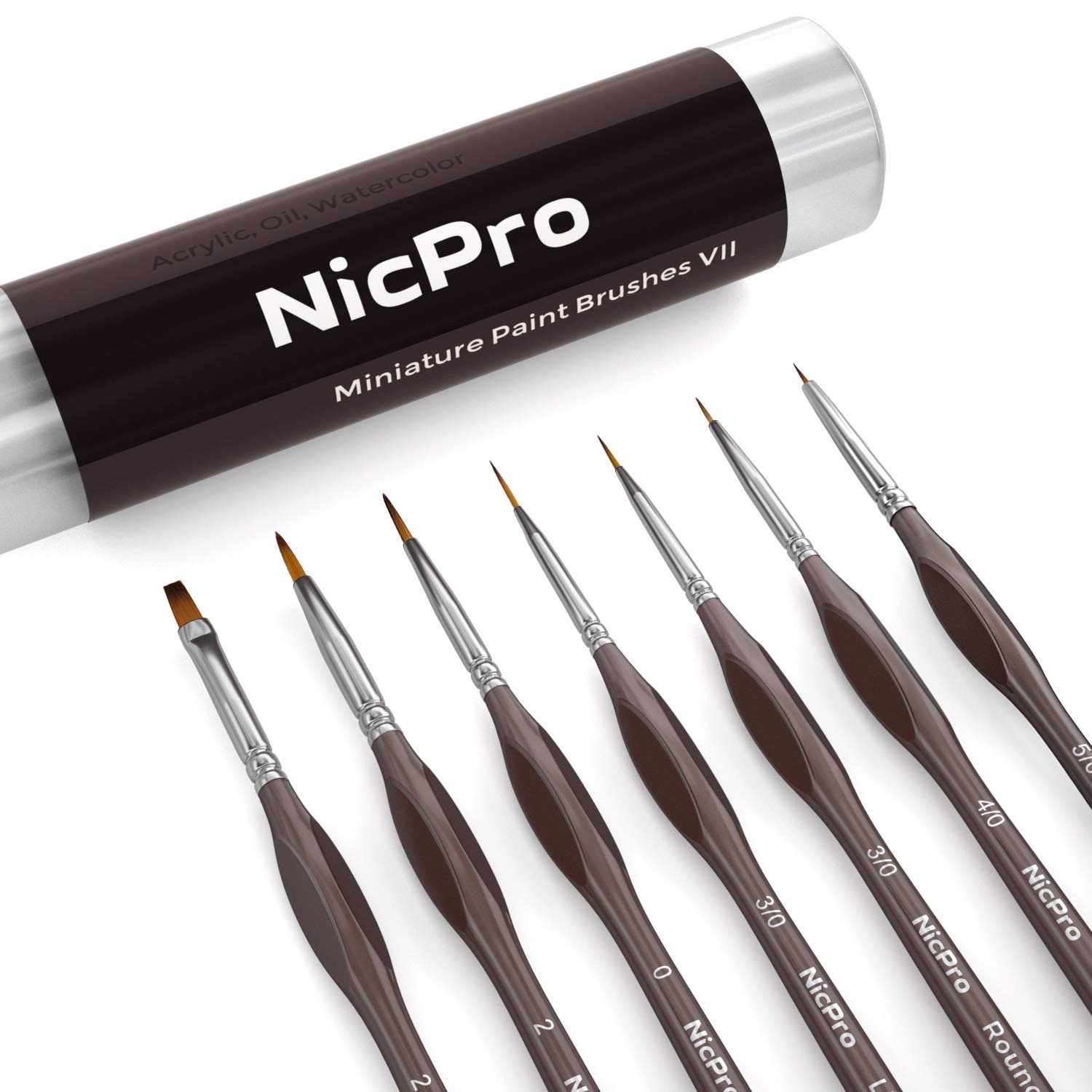 Nicpro Miniature Detail Paint Brush Set 7 Micro Professional Small
