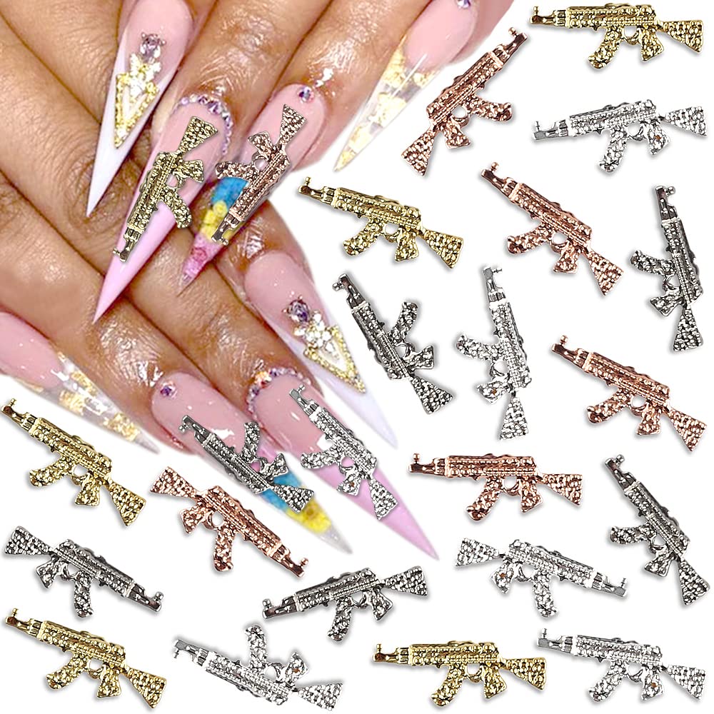 3D Gold Pistol Gun Nail Charms Nail Decoration