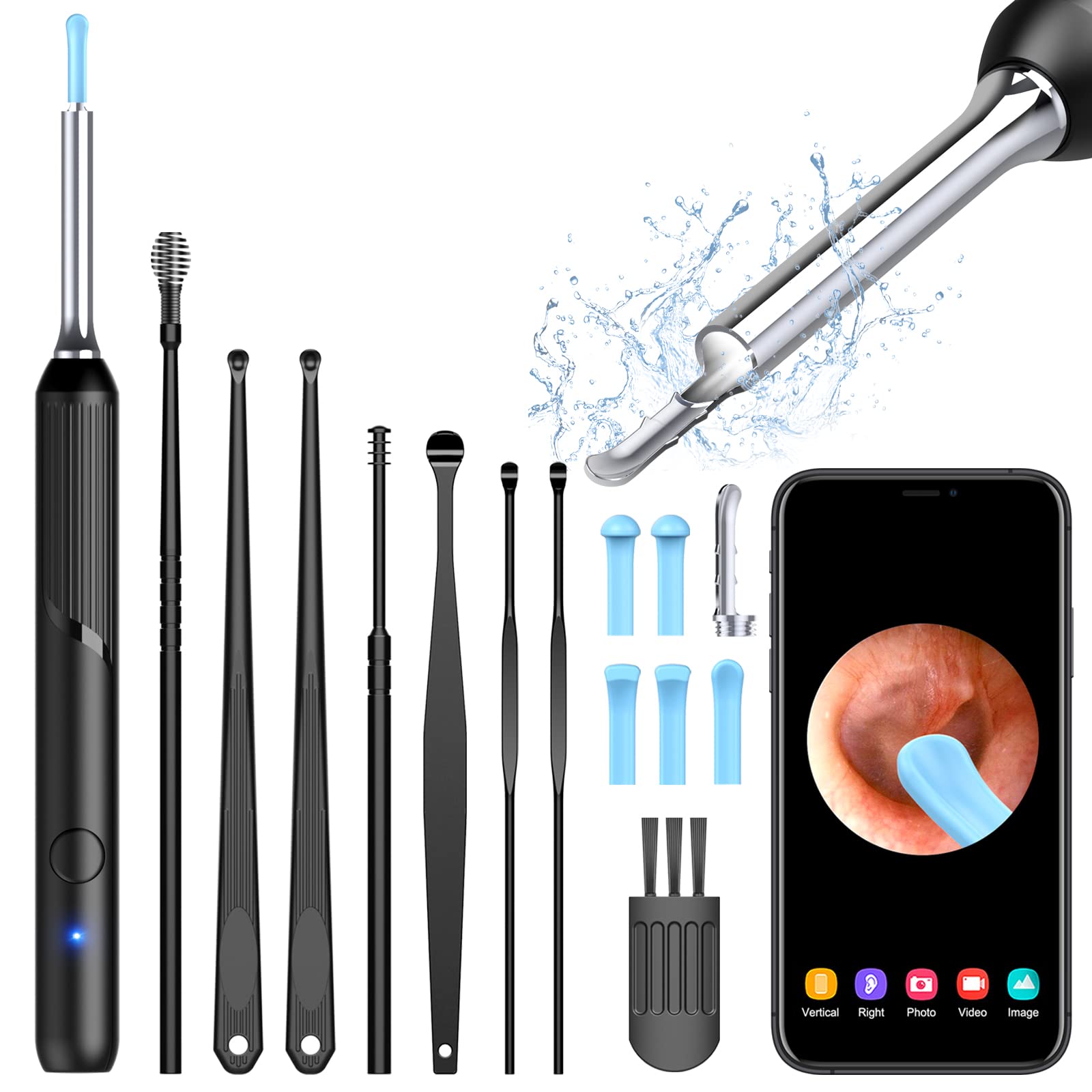 Ear Wax Removal Tool, Ear Cleaner With 1080p Camera, Ear Cleaning Kit With  8 Pcs Ear Set, Earwax Remover With Light, Endoscope With 5 Auxiliary Access