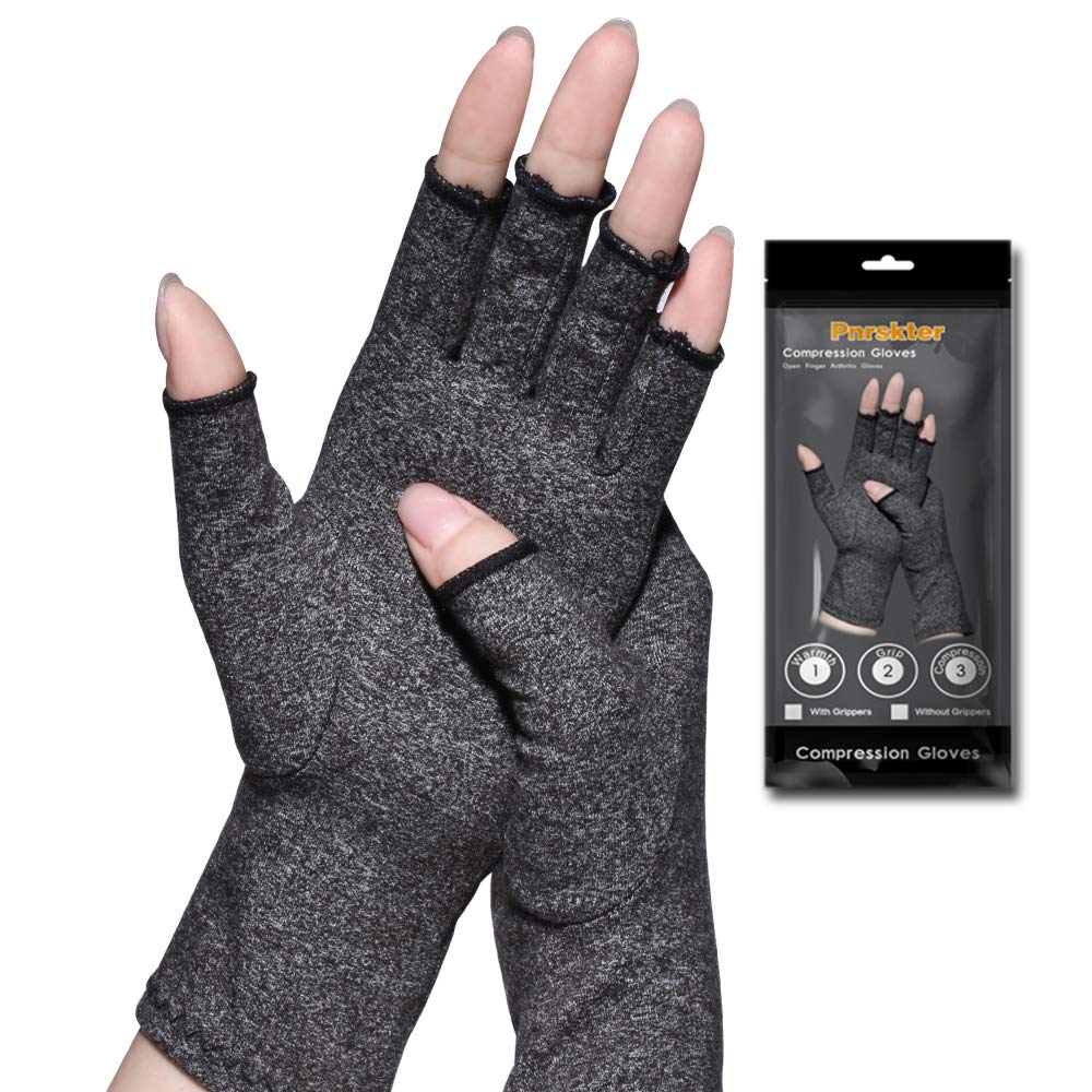 Arthritis Gloves with Grips - Men & Women Textured Fingerless Compression -  Open Finger Hand Gloves for Rheumatoid and Osteoarthritis - Arthritic Joint  Pain Relief for Computer Typing 