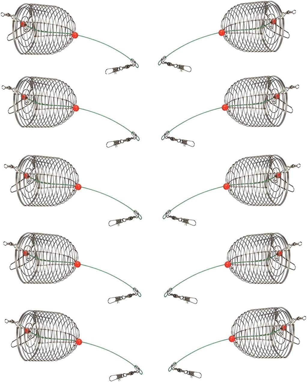 10Pcs/Pk Carp Fishing Bait Trap Cage Feeder Basket Holder Coarse Lure  Feeder Carp Fishing Tackle Kit,Size L/M/S Available Large