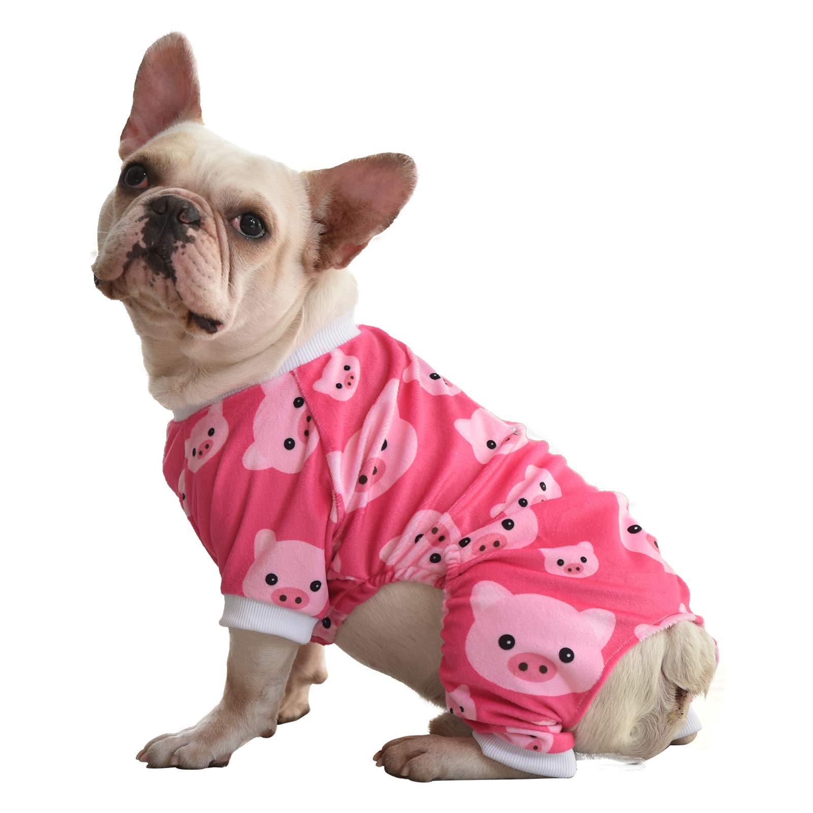 CuteBone Dog Pajamas Cute Cat Clothes Pet Pjs Soft Onesie for Small Girl  Dogs Large Pink pig