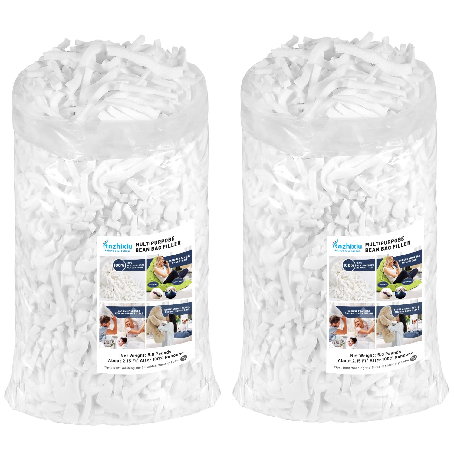 Great Choice Products Bean Bag Filler Foam, 800G Shredded Memory