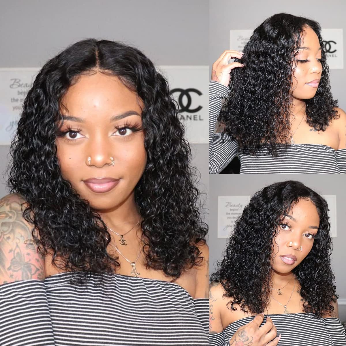 Curly Lace Front Wigs Human Hair 8A Kinky Curly 4x4 Lace Closure