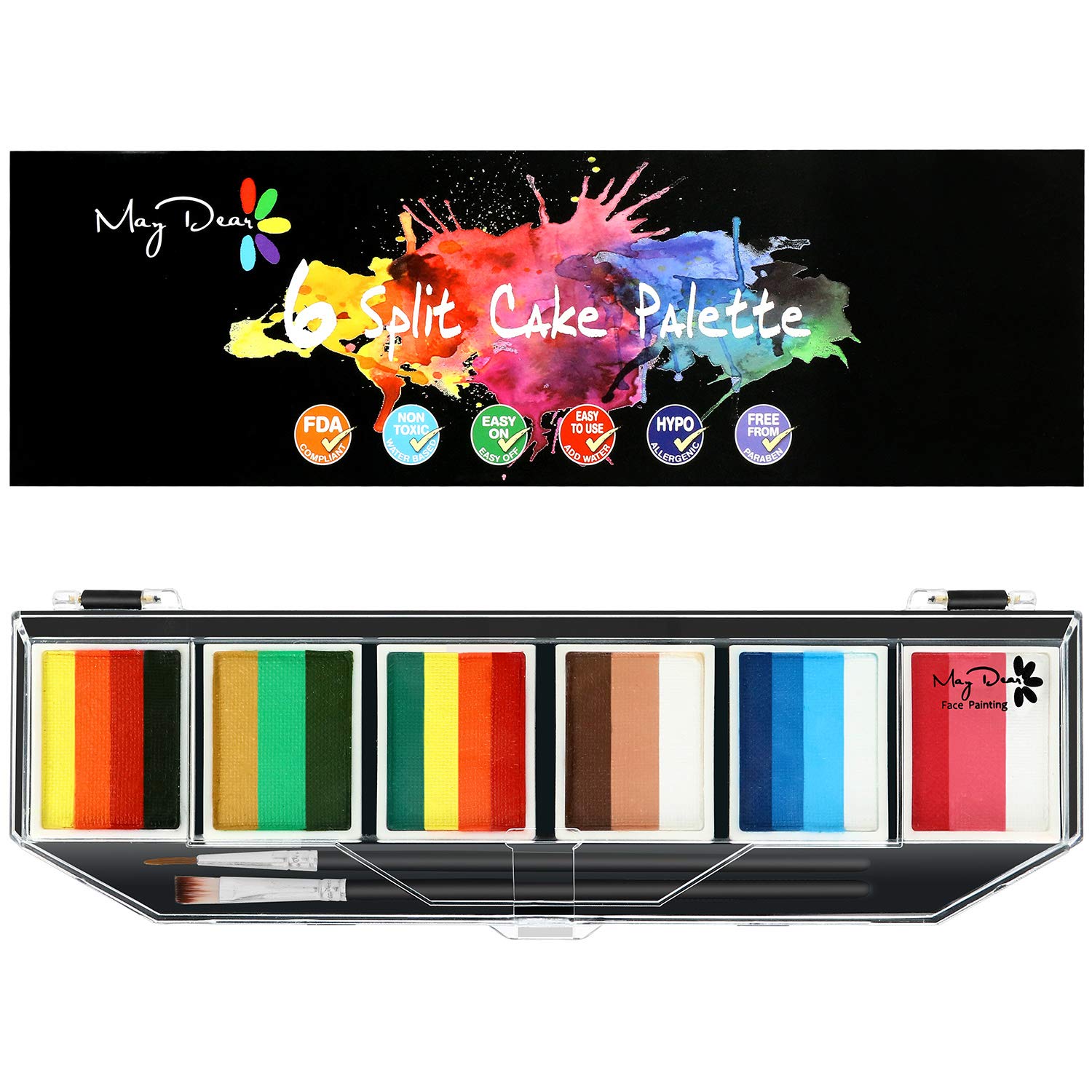Maydear Face Painting Kit for Kids & Adults with 6 Colors Split