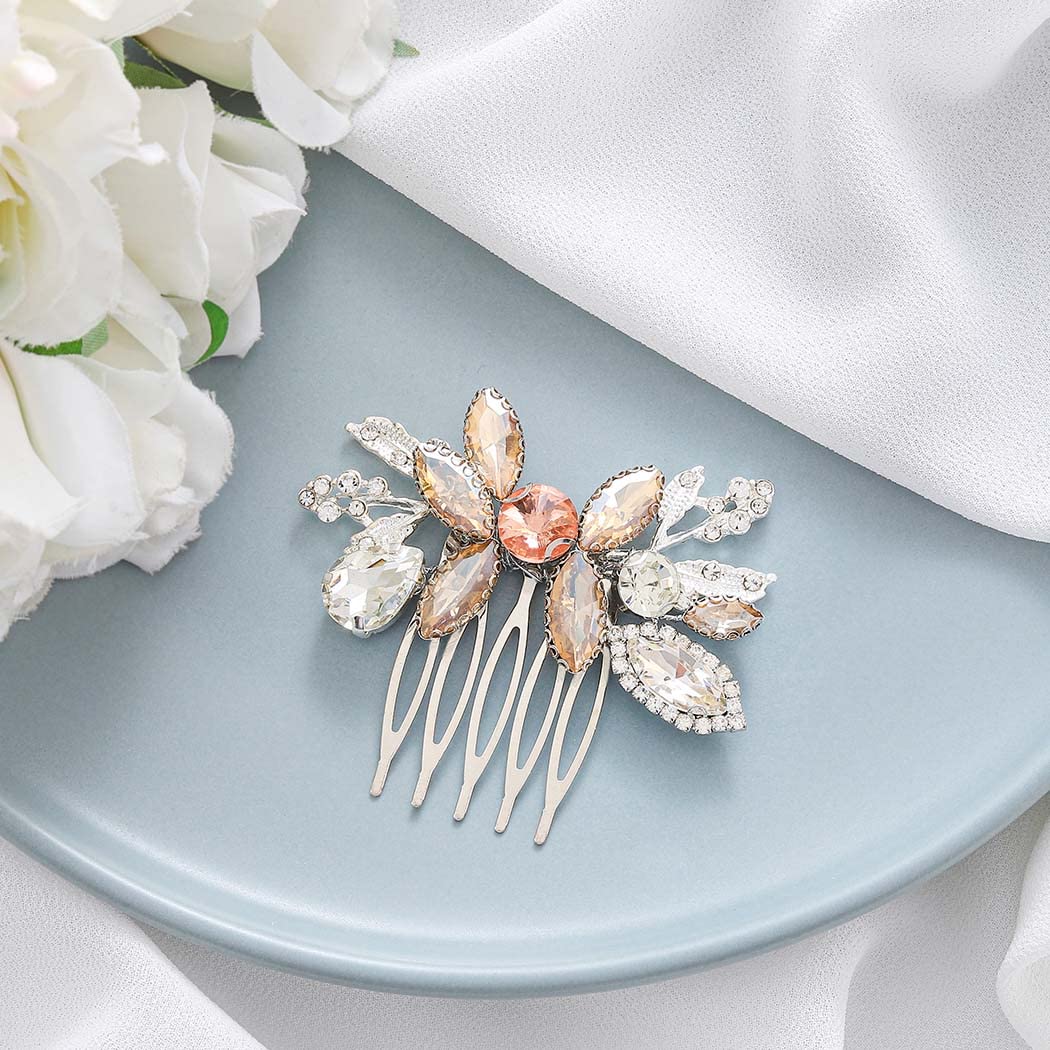 Catery Crystal Bride Wedding Hair Comb Hair Accessories with Rhinestone  Bridal Side Combs for Women and Girls (A Silver)
