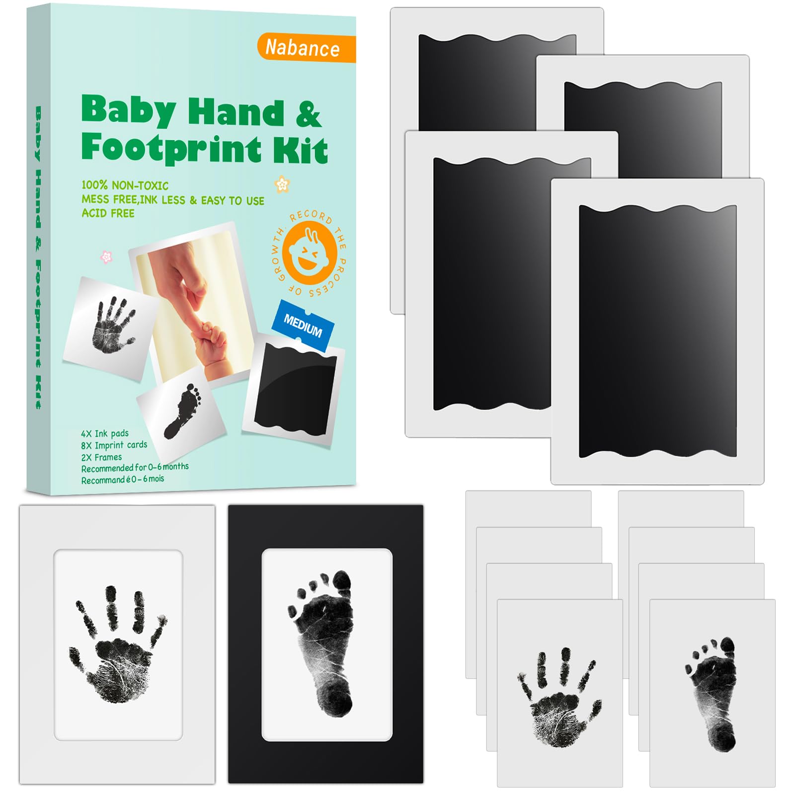 Safe Non-toxic Baby Footprints Handprint No Touch Skin Inkless Ink Pads  Kits for 0-6 months Newborn Pet Dog Paw Prints Souvenir