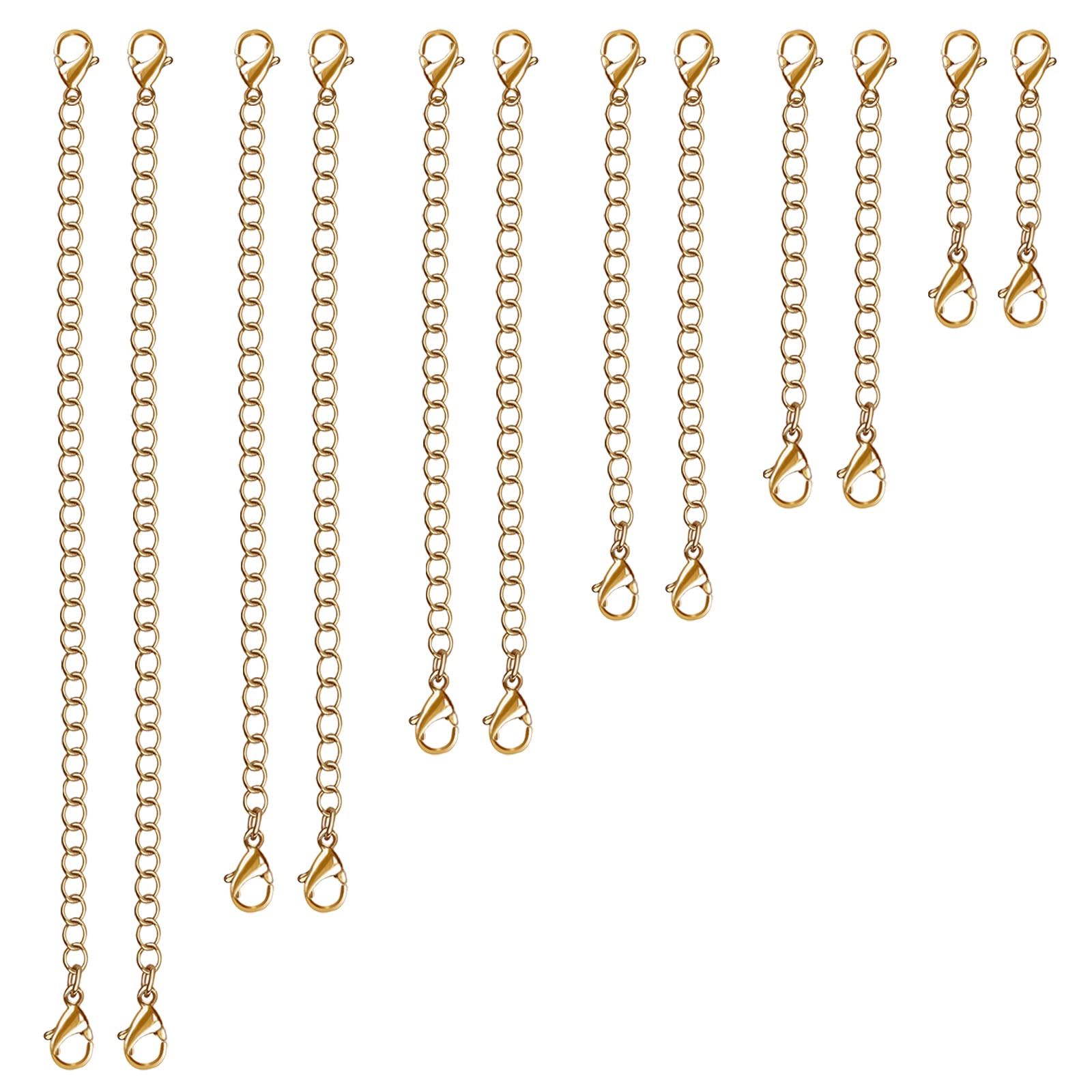 Necklace Extender, 12 PCS Chain Extenders for Necklaces, Premium Stainless  Steel Jewelry Bracelet Anklet Necklace Extenders(Gold), Length: 1 2 3 4  5 6, by UUBAAR Gold 1 2 3 4 5 6