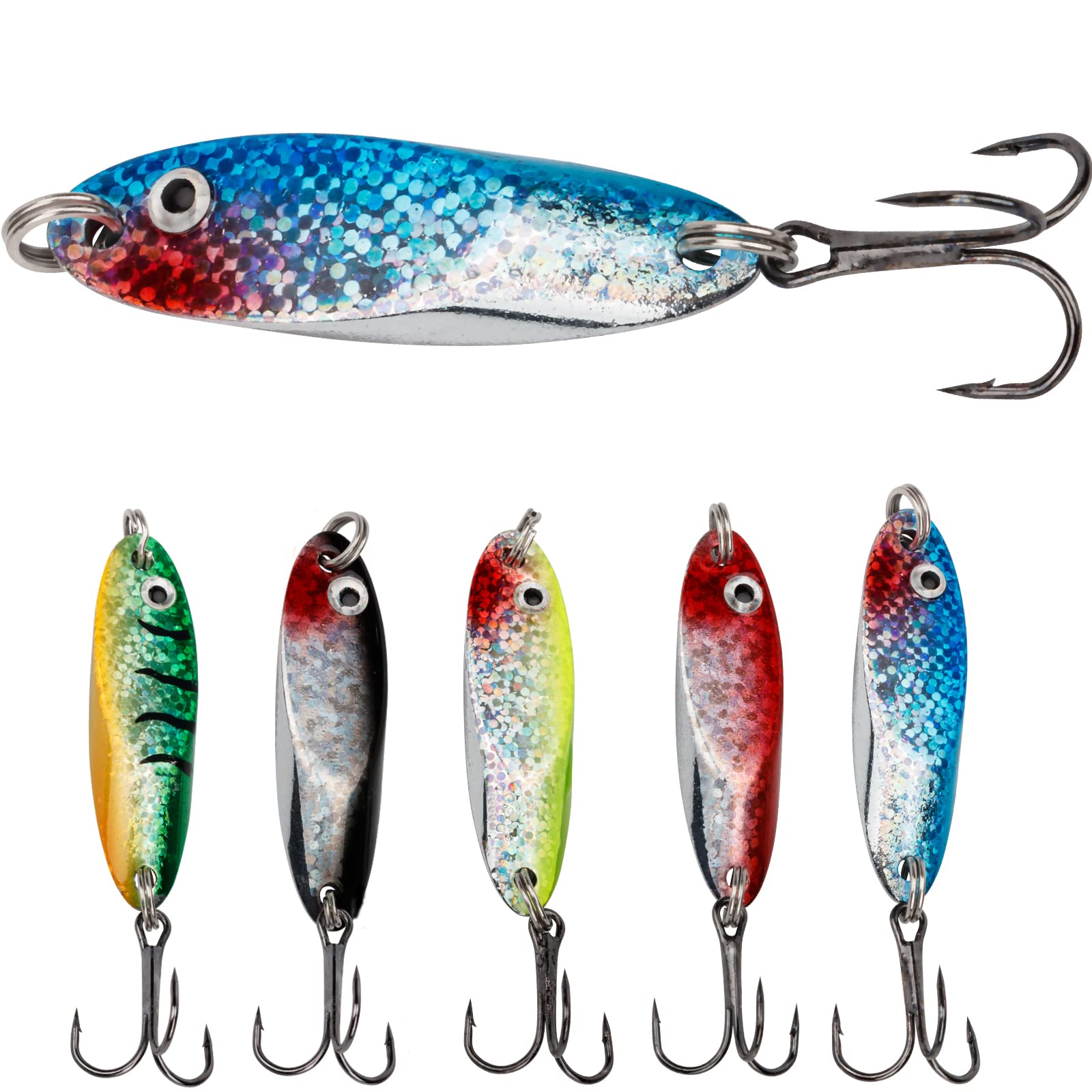 5pcs Fishing Metal Lures Spinner Spoons 3/4oz Casting Trout Pike