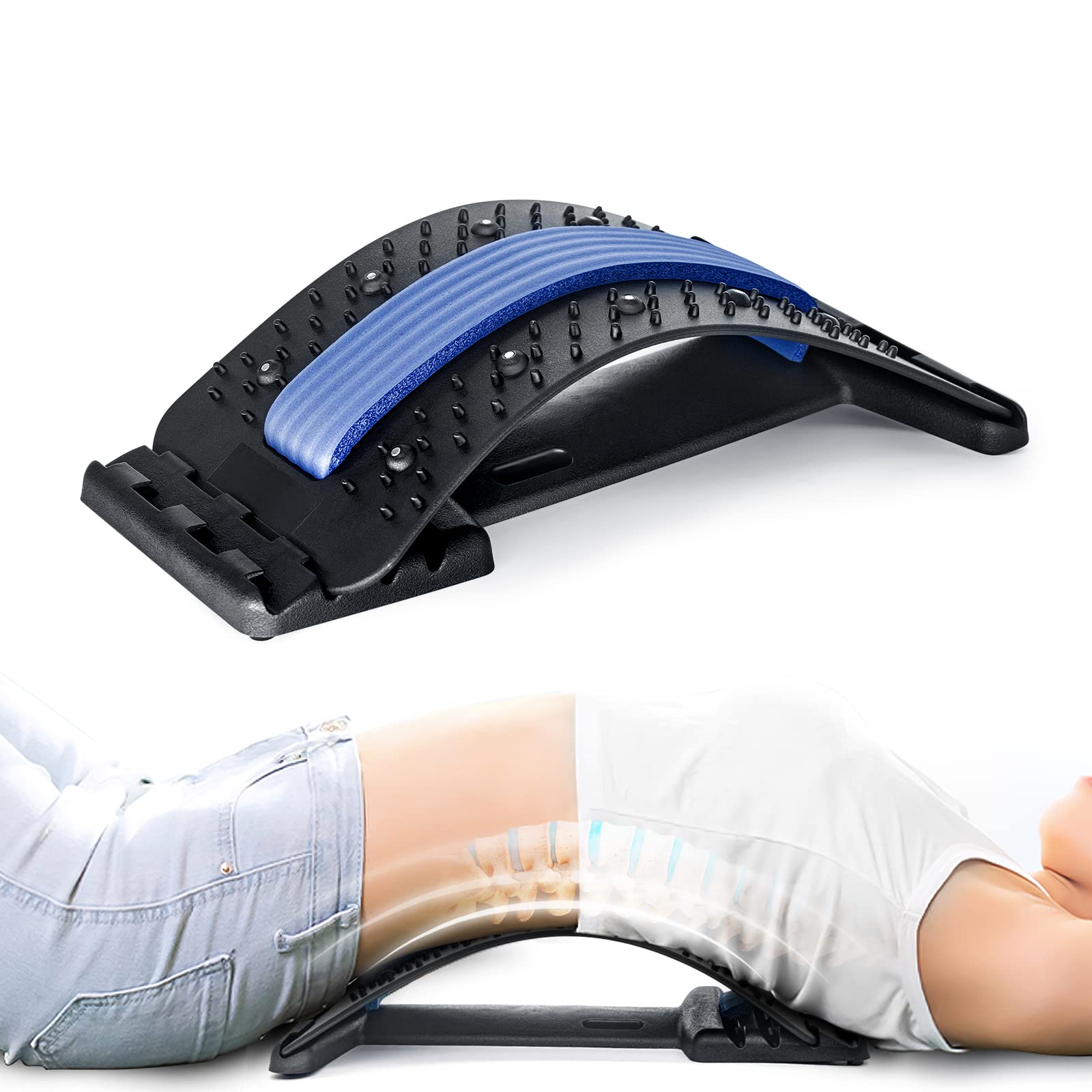Back cracker Back Stretcher for Pain Relief,Magnetic Spinal  Trainer,Backright Lumbar Back Arch Stretcher,Multi-Level Stretching  Device,Spine Deck