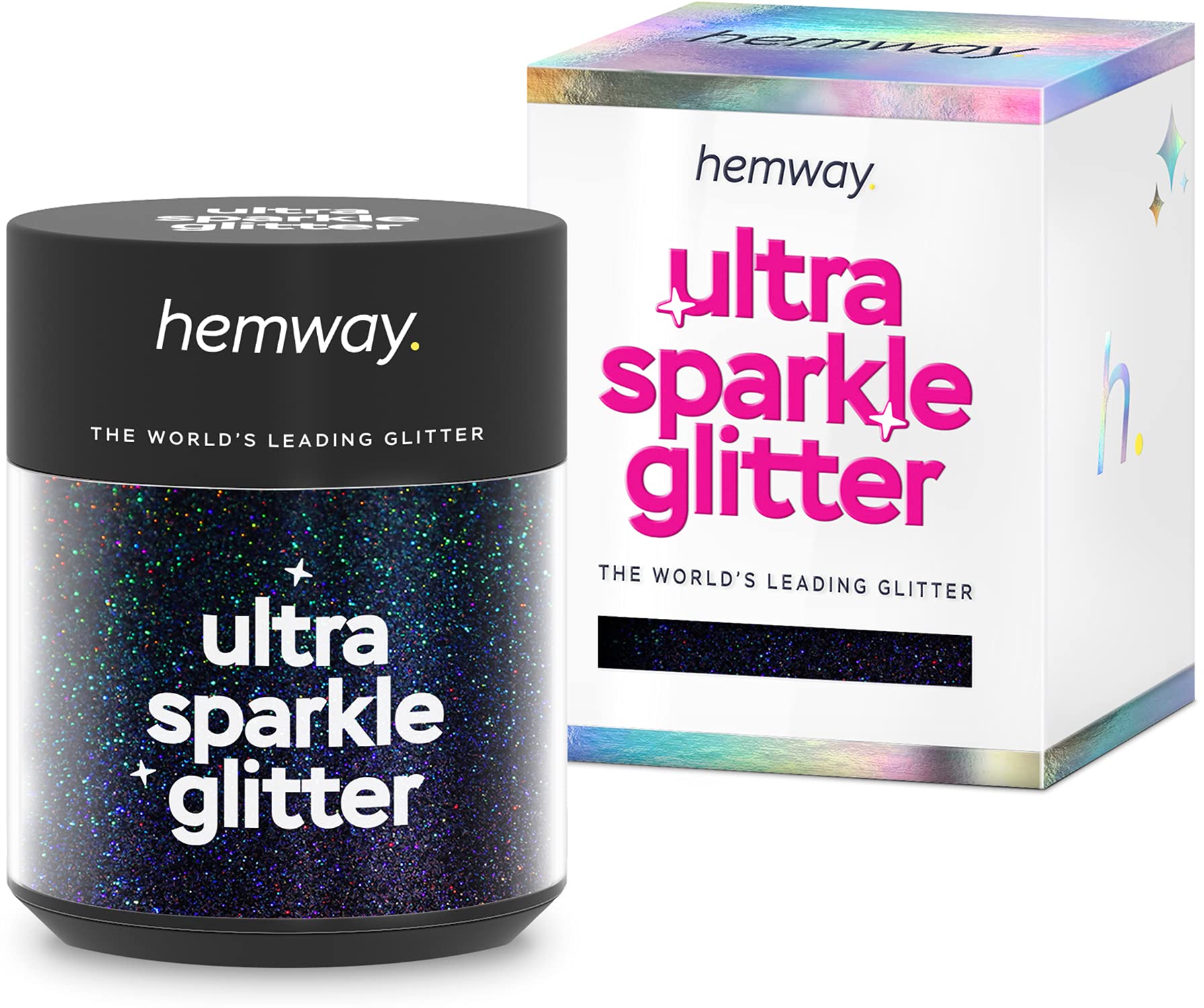 Ultra Fine Glitter - BLACK RAINBOW with reusable 5g storage jar