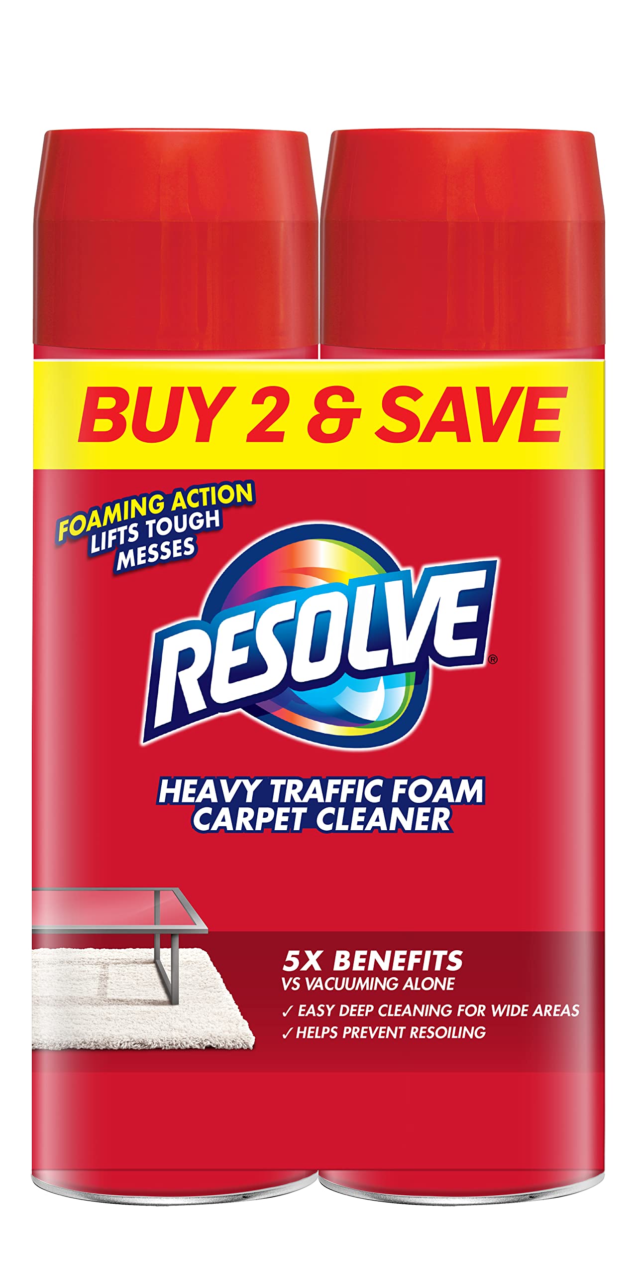  Resolve High Traffic Foam Large Area Carpet Cleaner, 22 Oz,  (Pack of 2) : Health & Household