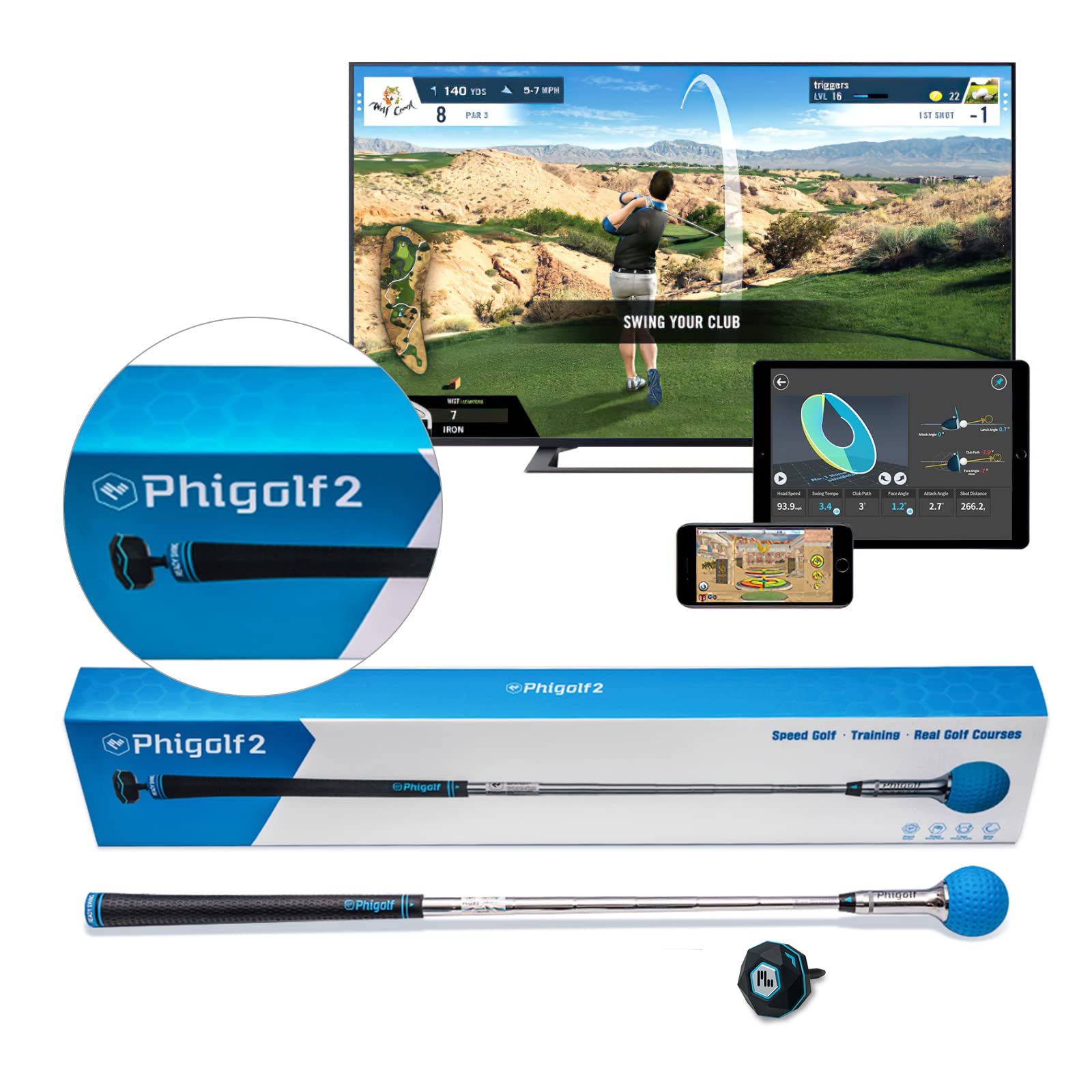 PHIGOLF Phigolf2 Golf Simulator with Swing Stick for Indoor
