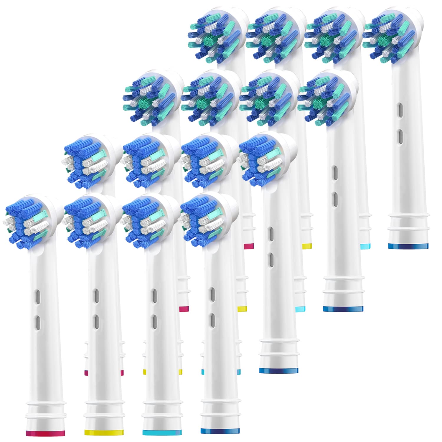Replacement Brush Heads Compatible with Oral B Braun Electric Toothbrush-  16 Pk of Generic Assorted Brushes for Oralb- 8 Cross & 8 Floss- Fits Oral-b  Pro 1000 Vitality Triumph Kids + More!