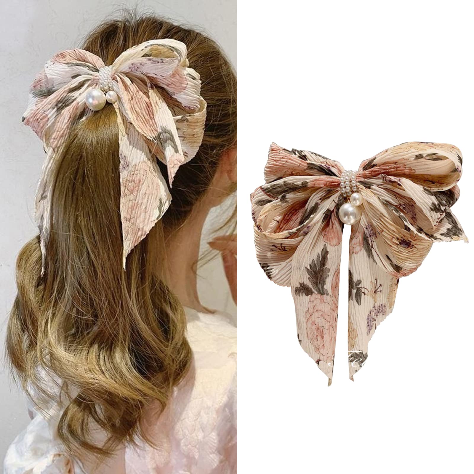 Pearl Bow Barrette Clip for Adults and Children, Adult Hair