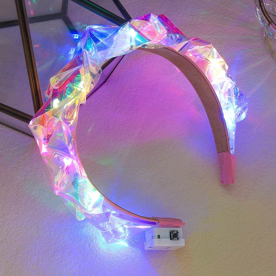 Brinie Light Up Headband LED Rave Headband Flash Hair Band Laser Tinsel  Hairhoop Glitter Headbands Night Club Rave Party Hair Accessories for Women