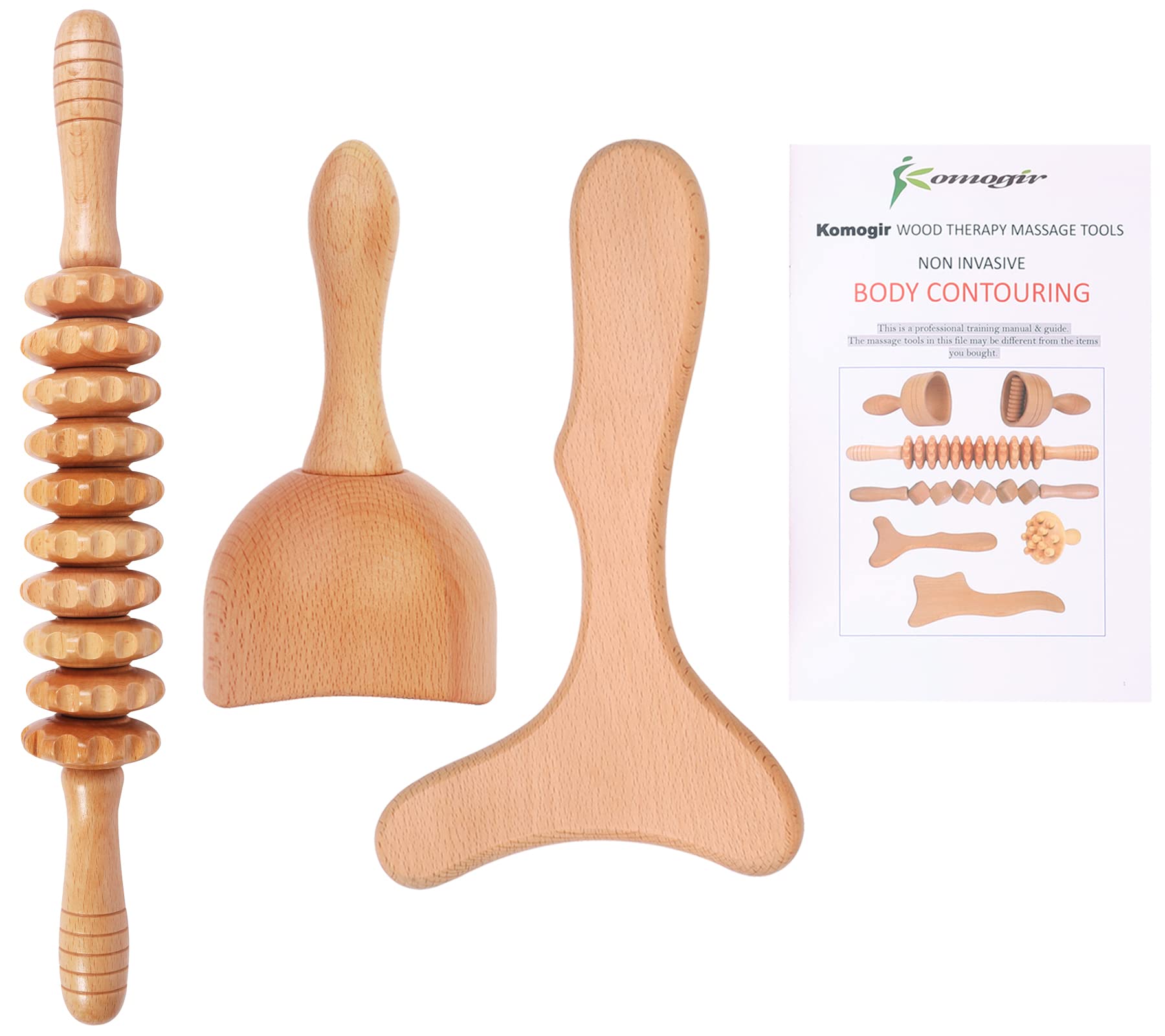 3 In 1 Wood Therapy Massage Tools Lymphatic Drainage Massager Wooden Massager Body Gua Sha Tools