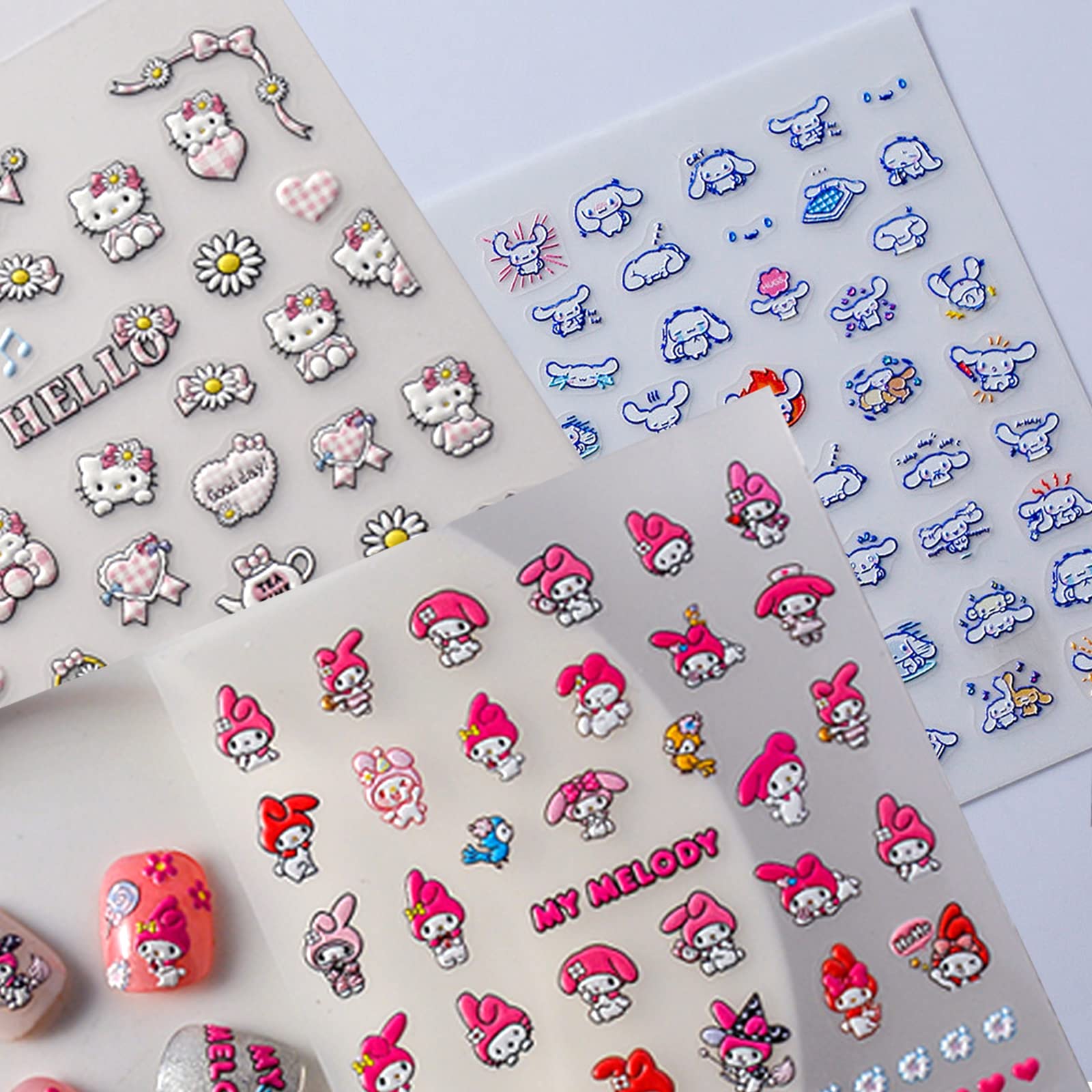  5 Sheets Kawaii Nail Stickers for Nail Art,Cartoon Nail Decals  3D Self-Adhesive Cute Nail Stickers Nail Charms Anime Nail Decals, Nail  Stickers for Women Girls DIY Manicure : Beauty & Personal