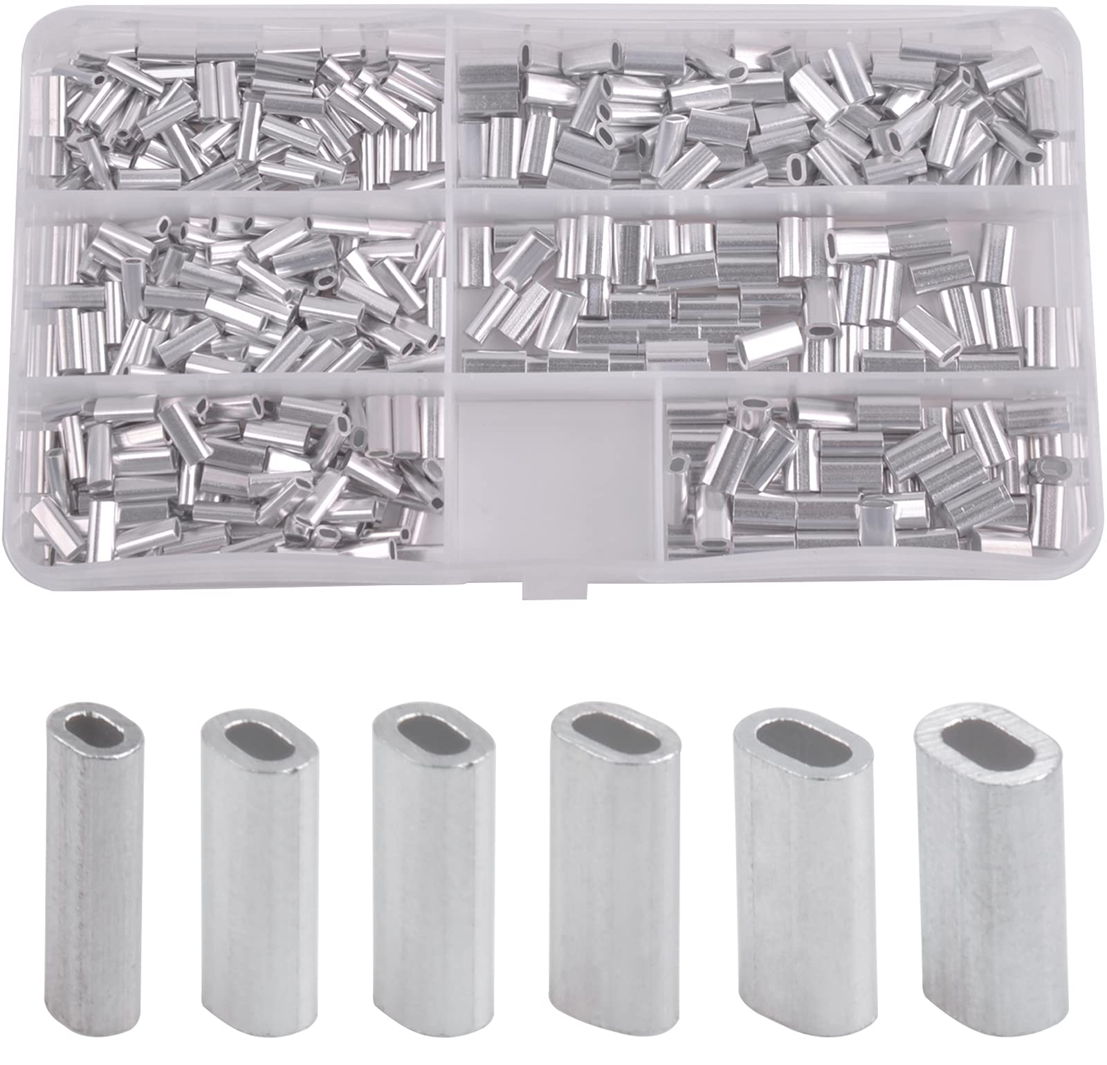 AGOOL Aluminum Single Barrel Crimp Sleeves Kit -500pcs Aluminum Crimping  Loop Sleeve Assortment Kit for Wire