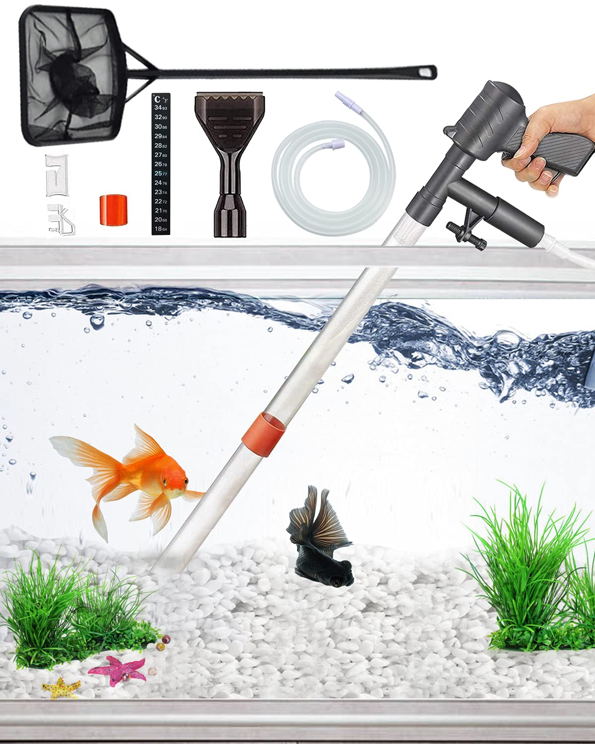 QZQ Aquarium Gravel Cleaner 2022 Edition Vacuum Fish Tank Vacuum
