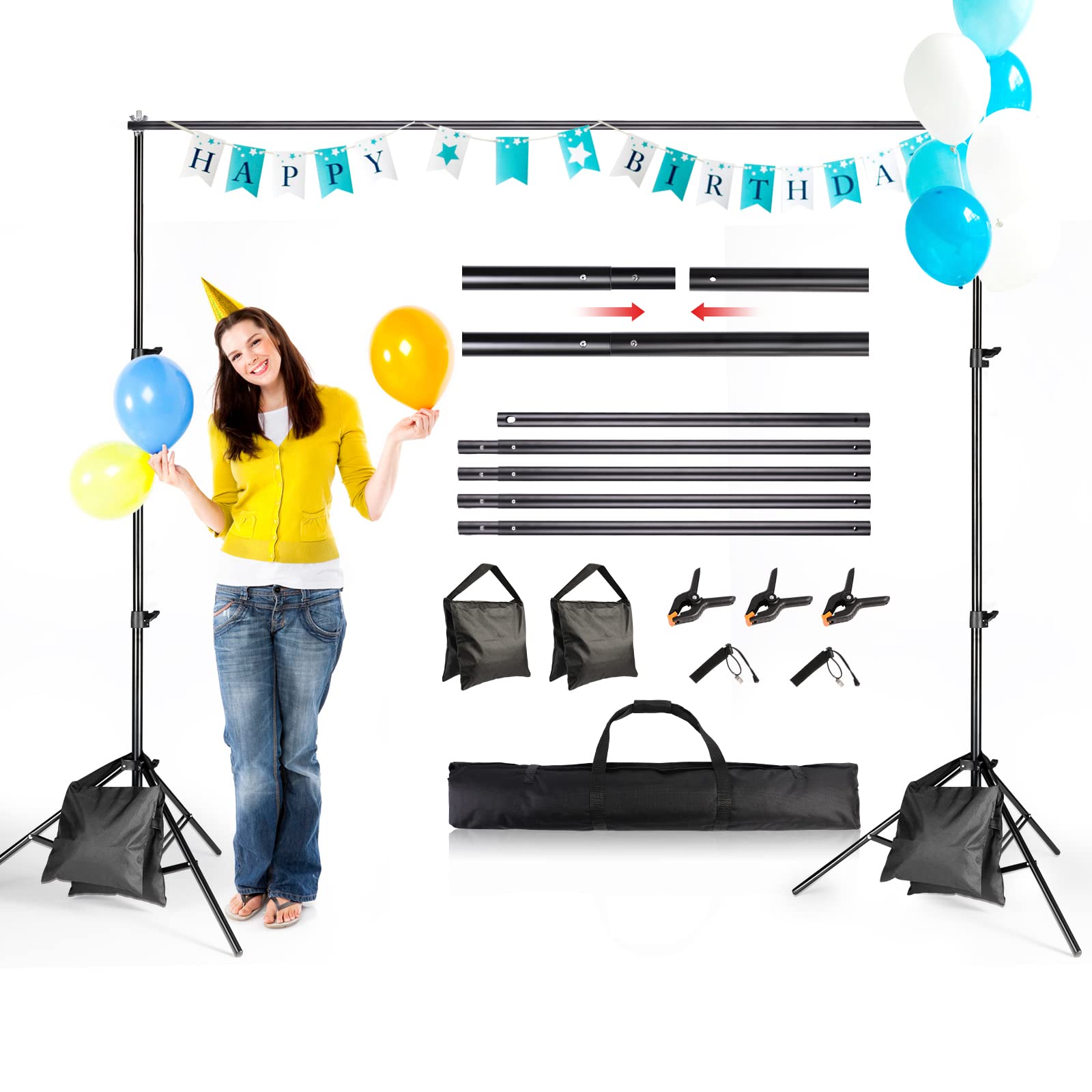 Backdrop Stand 10ft. Adjustable Background Stand for  Birthday,Parties,Photoshoot