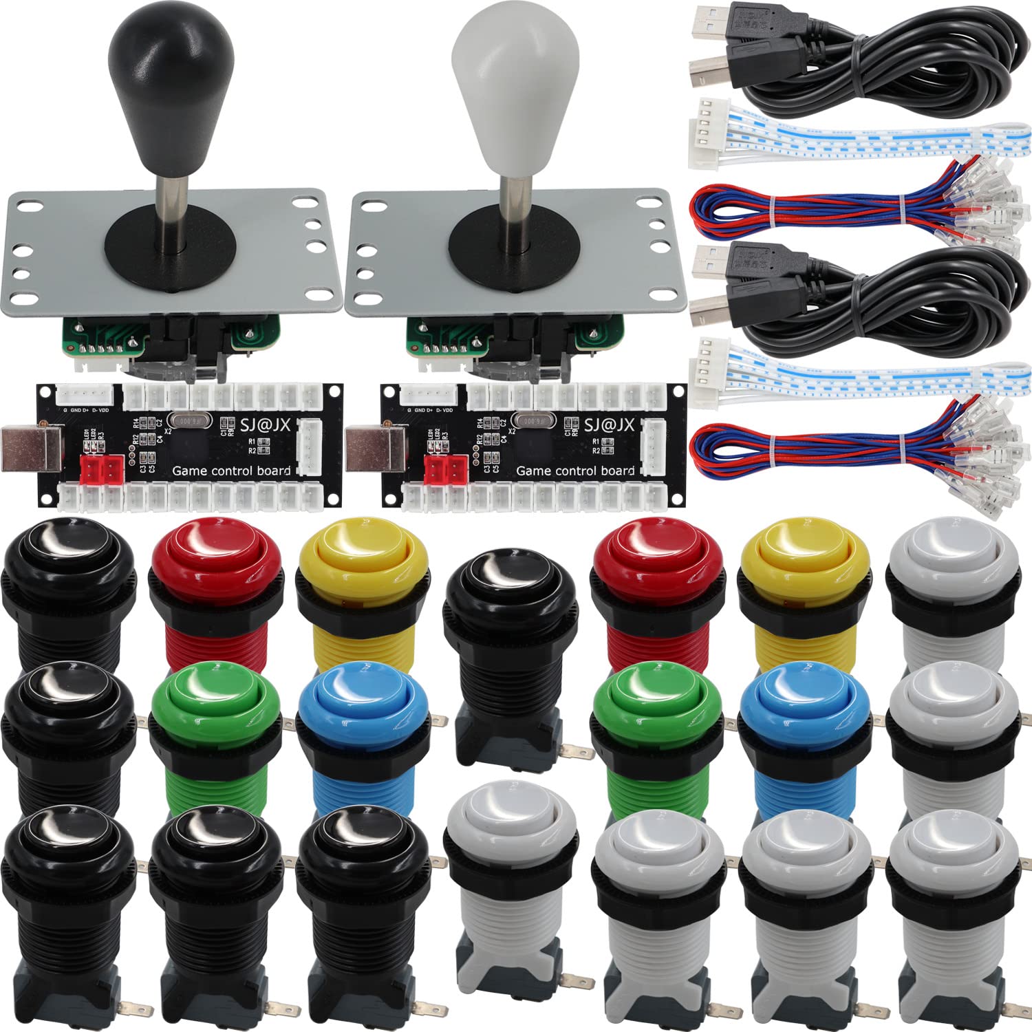 SJ JX Arcade Game 2 Player Controller DIY Kit Microswitch recessed Button  4&8 Way Joystick Zero