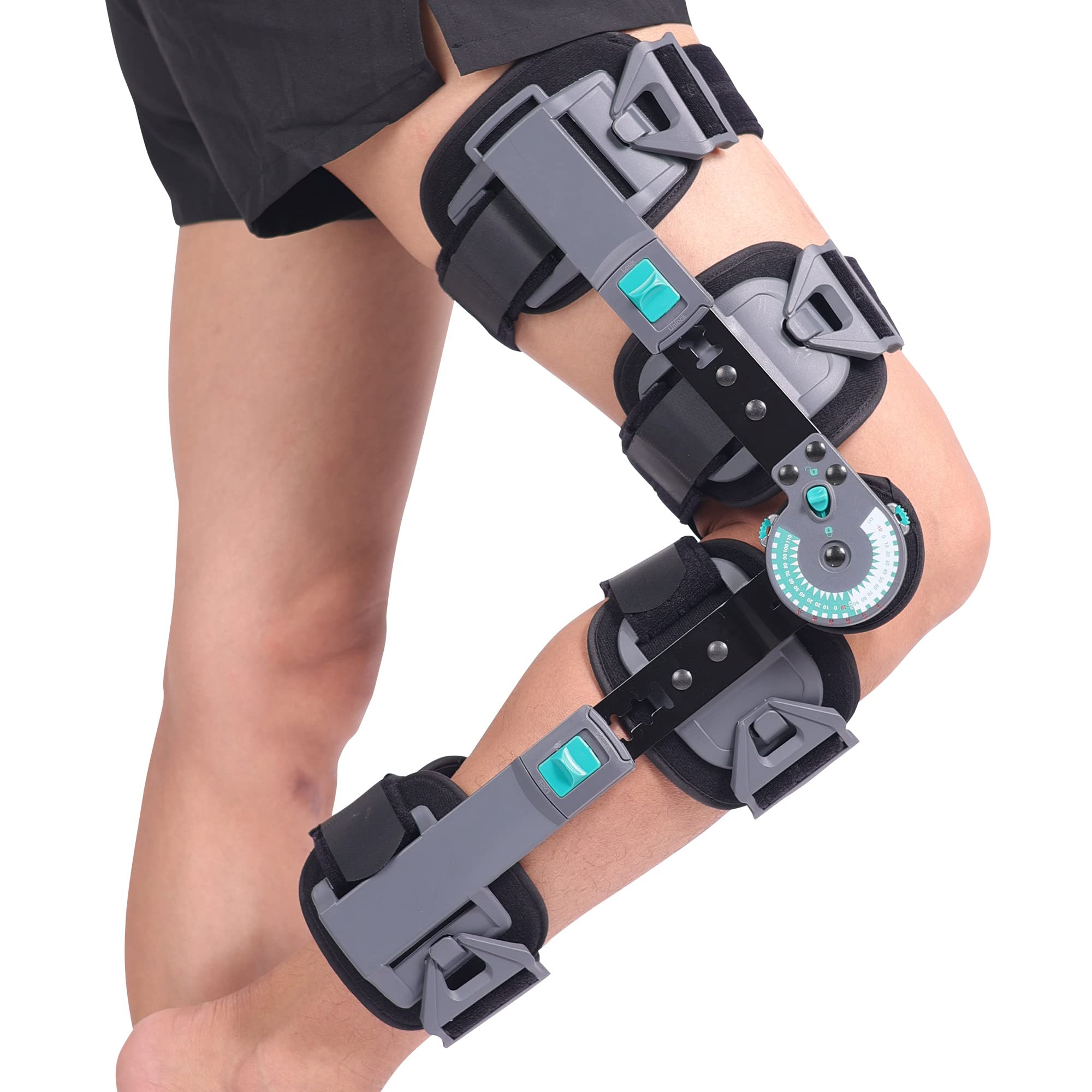 DOUKOM Hinged Knee Brace Post Op ROM Adjustable Recovery Support