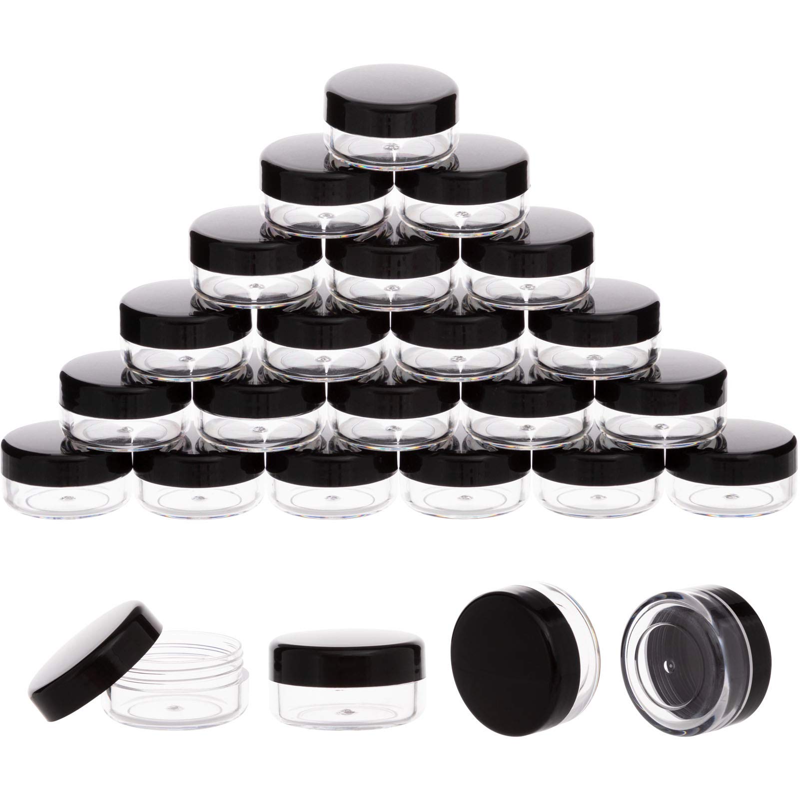 50 Pieces 3 Gram Sample Containers with Lids, Black Sample Jars, BPA Free  Tiny Cosmetic Containers for Makeup, Lotion, Eye Shadow, Powder, and Lip  Balms Black 3g-50 Count