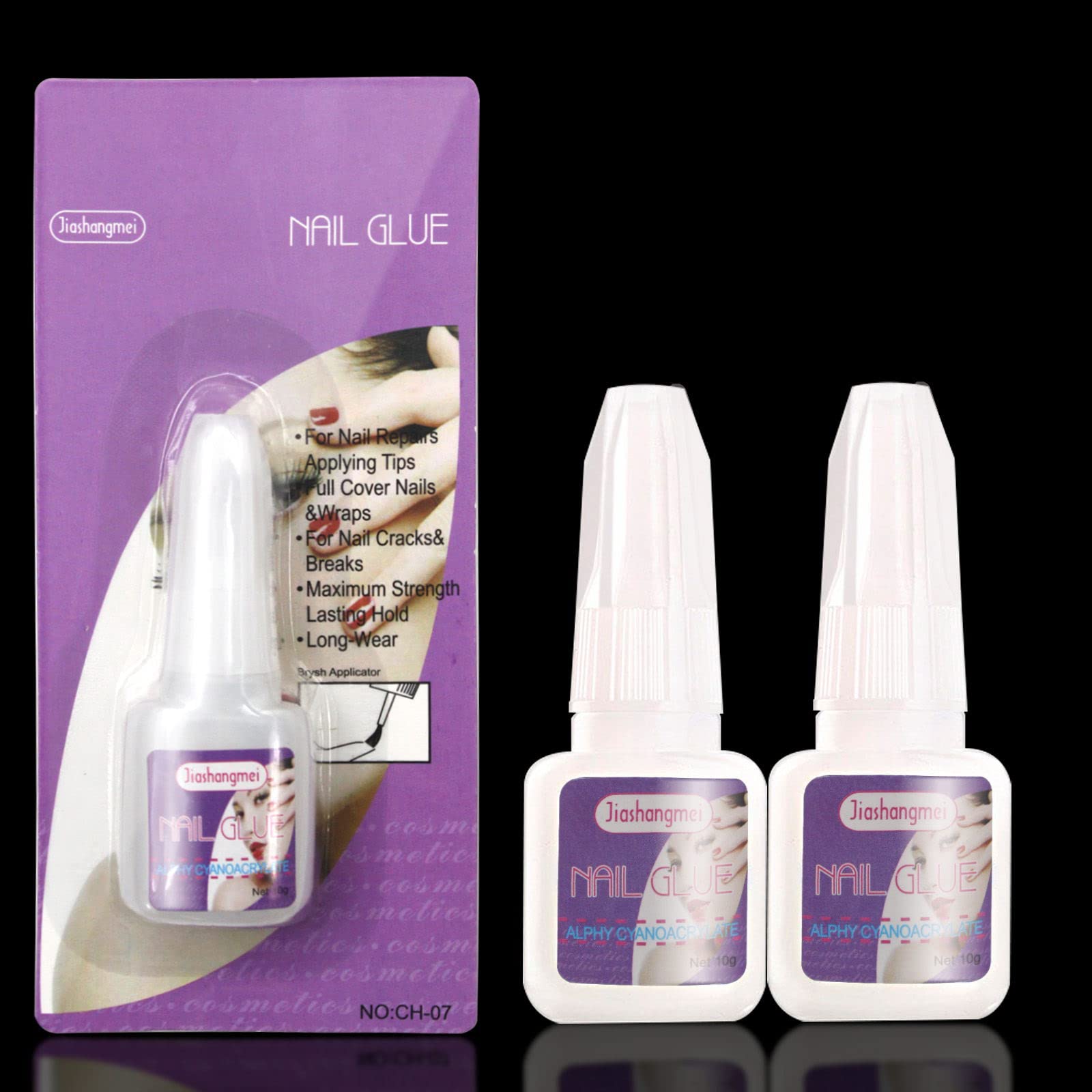 2x Nail Glue with Brush UV Gel Fast Drying for Acrylic False Nails Tip Art  10g