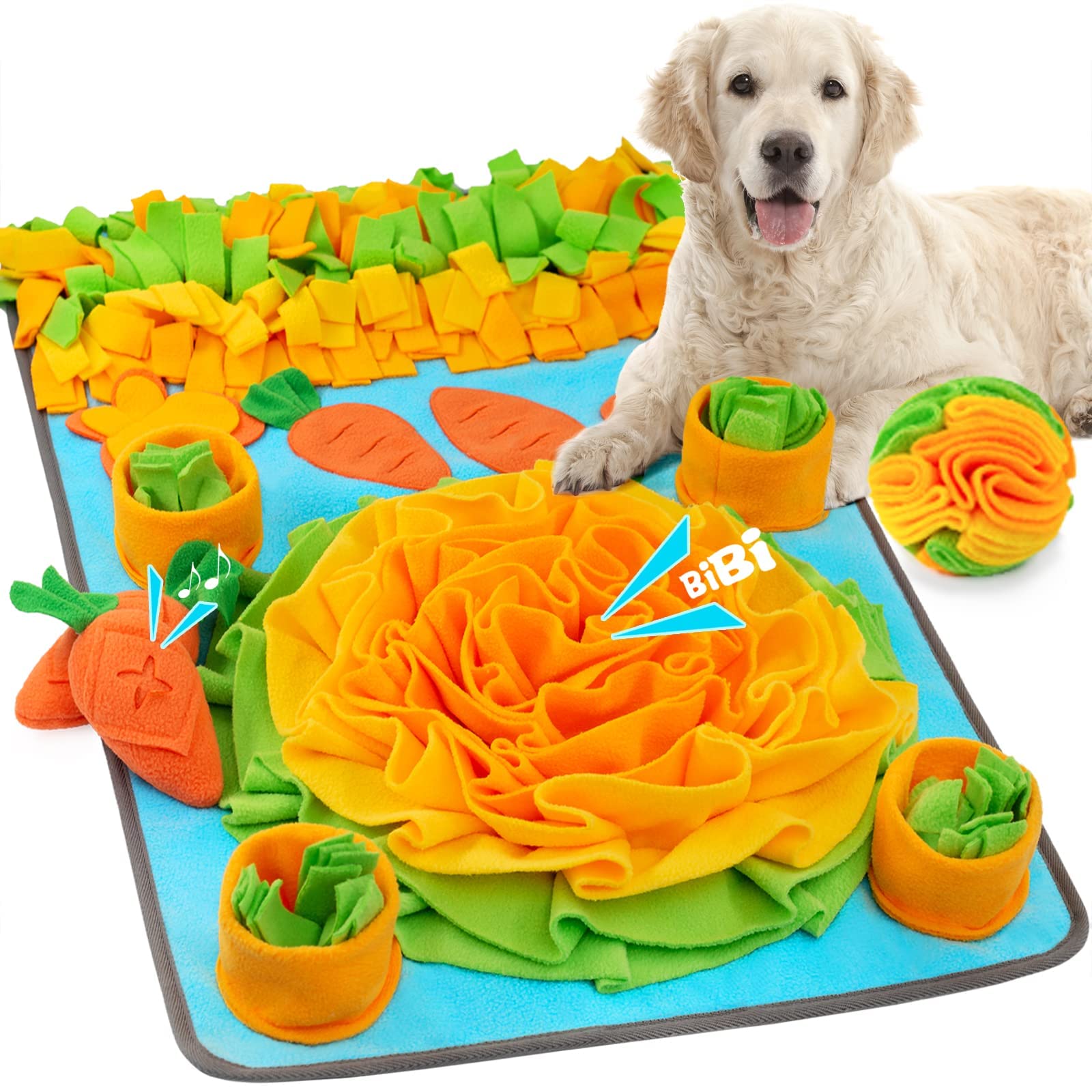 quebran interactive dog toys snuffle mat for dogs, chips dog snuffle toy  treat puzzle toys, large dog enrichment toys crinkly squeaky