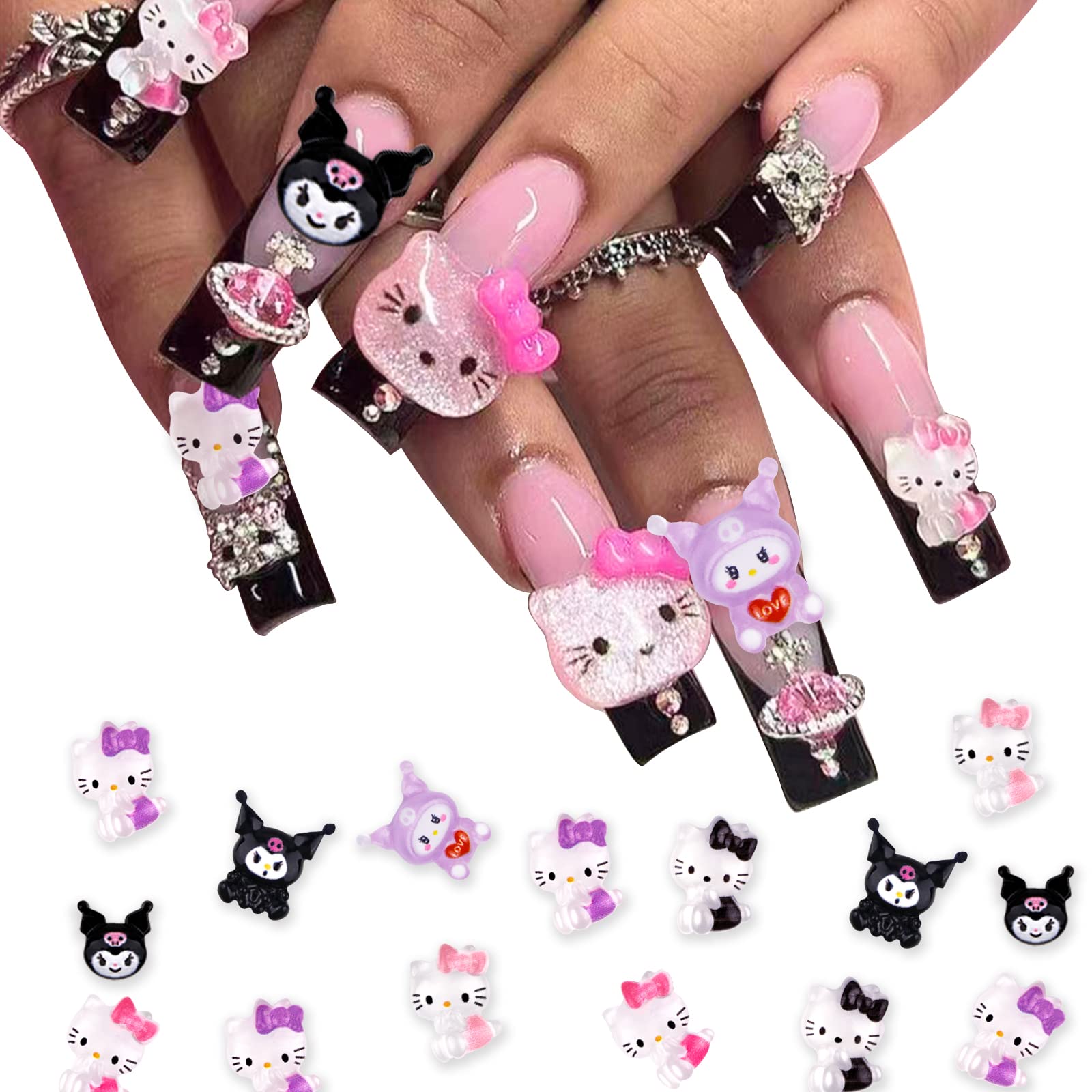 Hello Kitty Nail Ideas, Charms Nails
