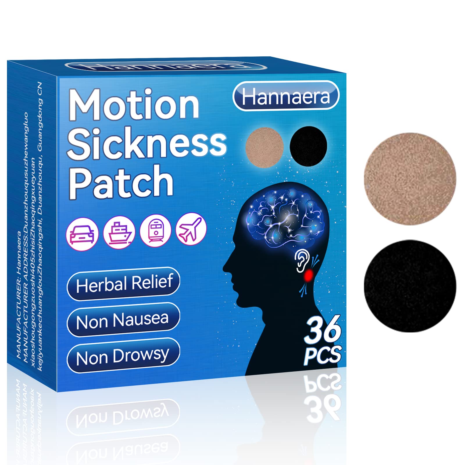 Hannaera Motion Sickness Patches 36 Count Sea Sickness Patches for