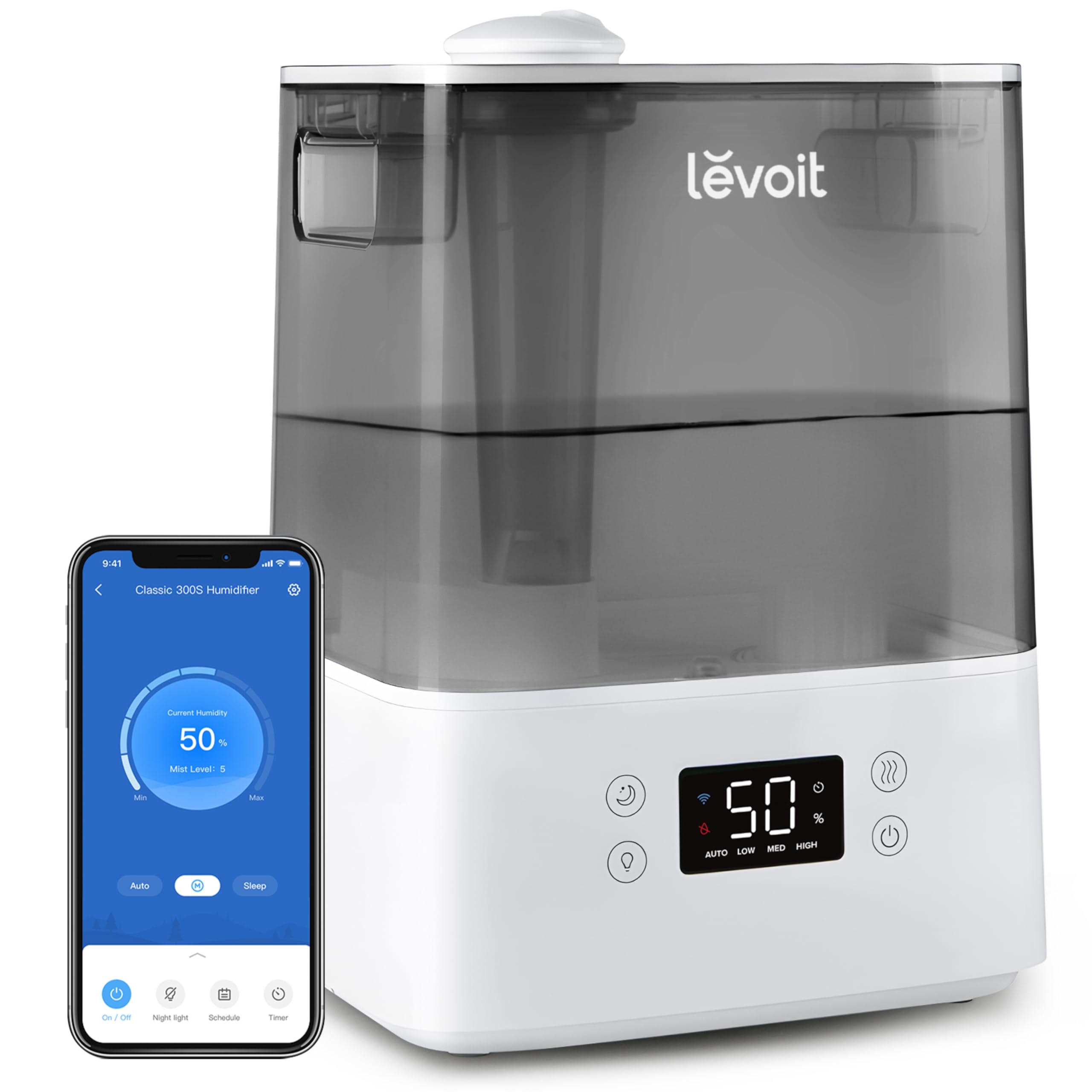  LEVOIT Humidifiers for Bedroom Large Room Home, (6L) Cool Mist  Top Fill Essential Oil Diffuser for Baby & Plants, Smart App & Voice  Control, Rapid Humidification & Auto Mode - Quiet