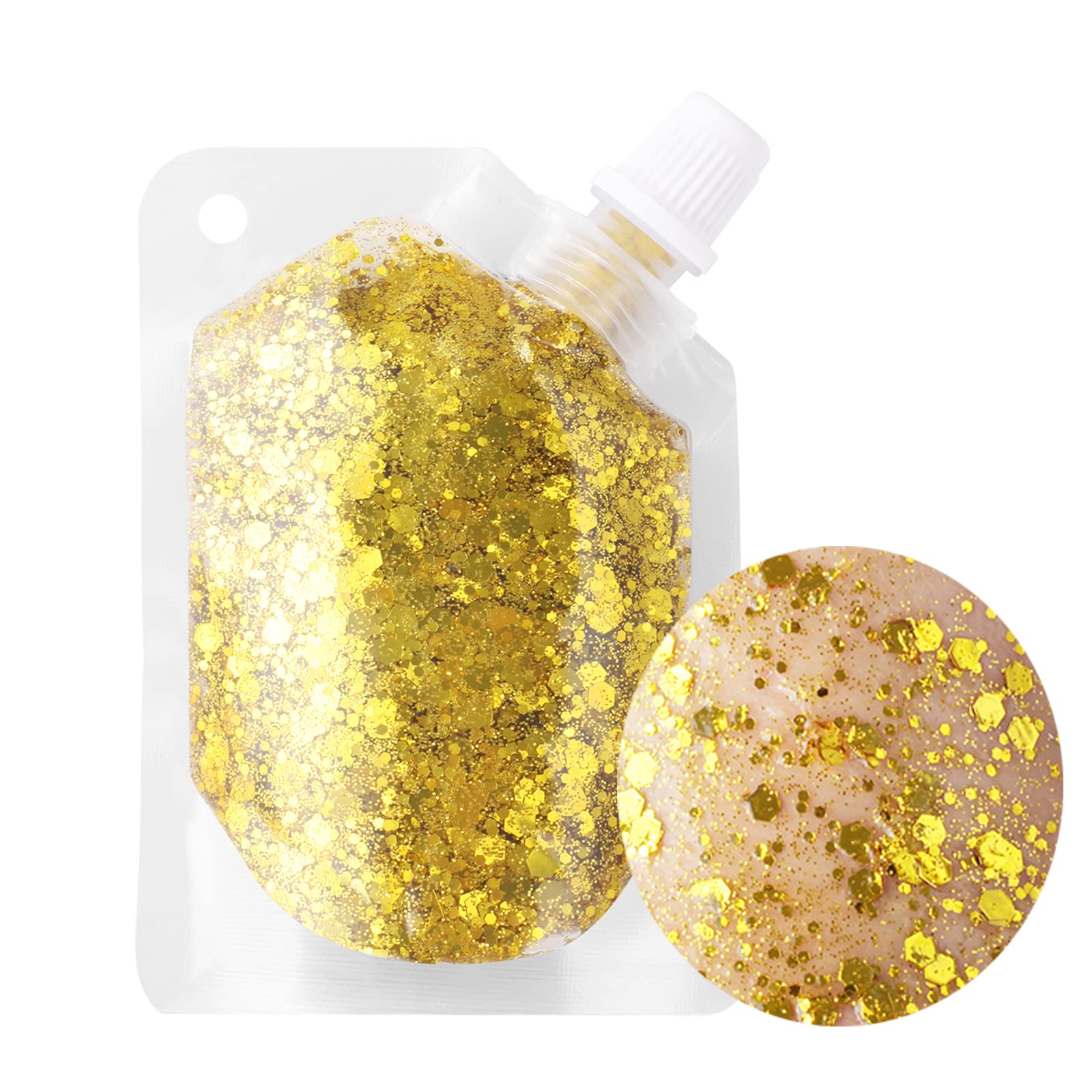 Yeweian Gold Body Glitter, Face Glitter Gel, Mermaid Sequins Lip