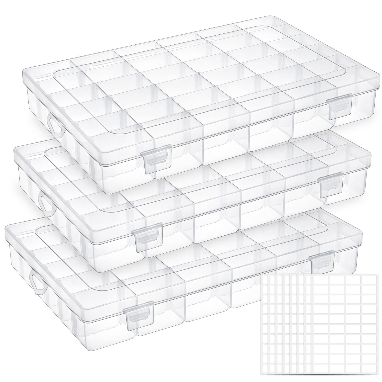 3 Pack Jewelry Organizer Box for Earrings, Clear Plastic Bead Storage  Containers for Crafts (36 Compartments)