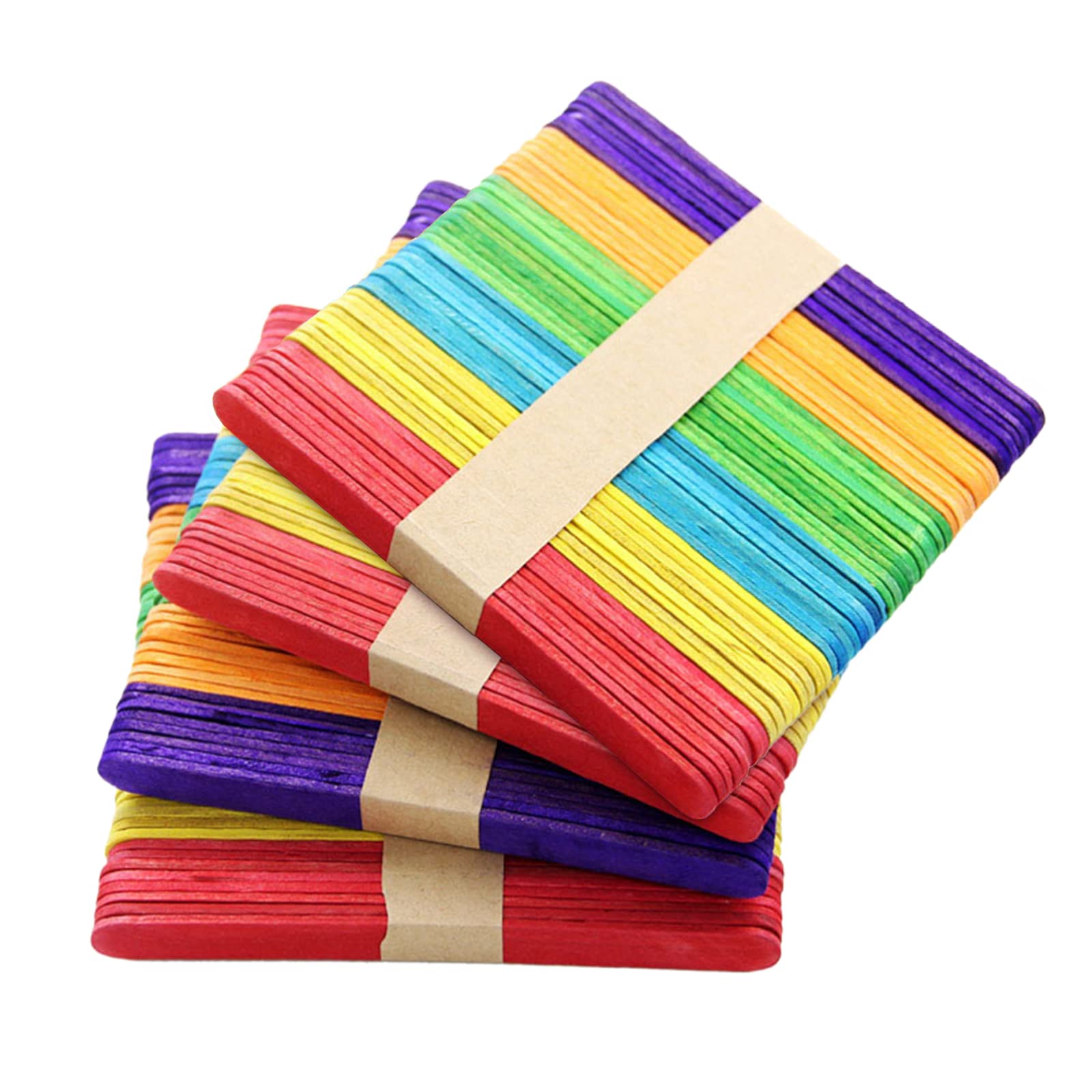 Colored Popsicle Sticks for Crafts - 200 Count 4.5 Inch Multi-Purpose  Wooden Sticks