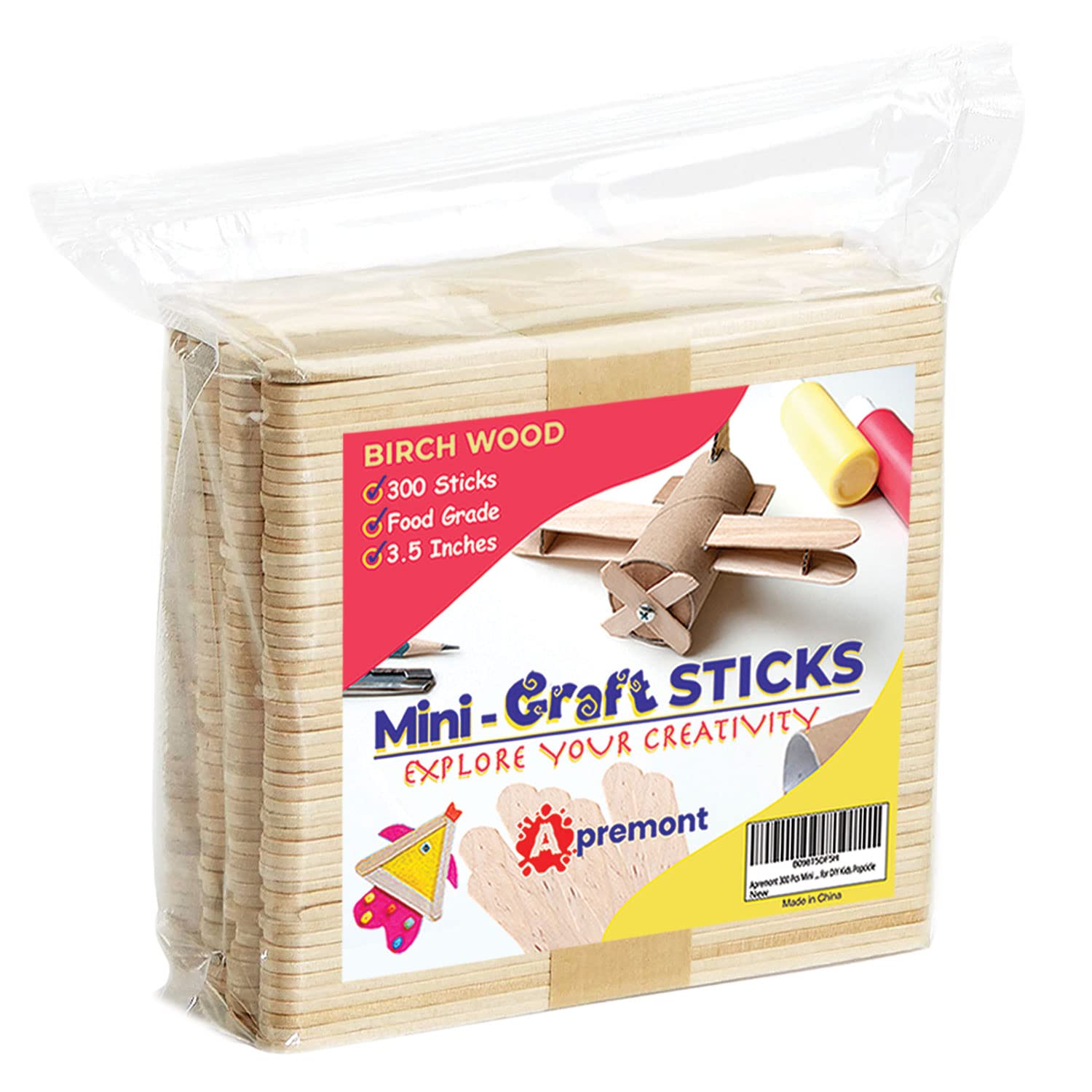 200 Pcs Natural Wooden Food Grade Craft Sticks - Ice Cream Stick