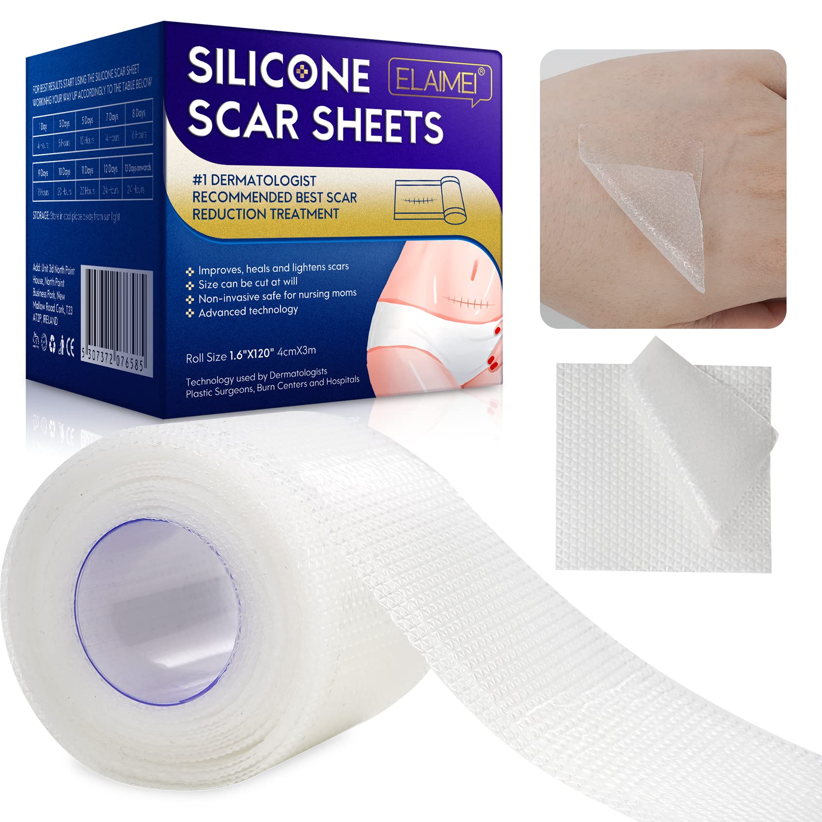 Silicone Scar Sheets (1.6”x 120”, 3M), Clear Scar Tape, Silicone Scar  Strips, Effective Scars Away, Invisible Silicone Scar Sheets For Surgical  Scars