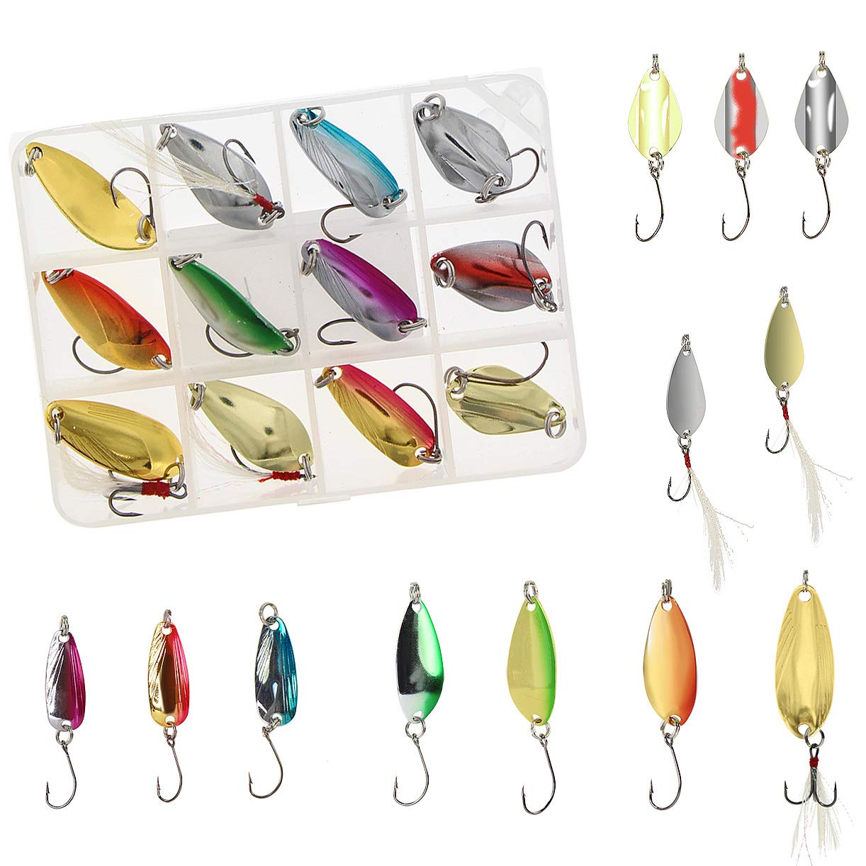 Fishing Spoon Lure Set Metal Baits for Trout Char and Perch
