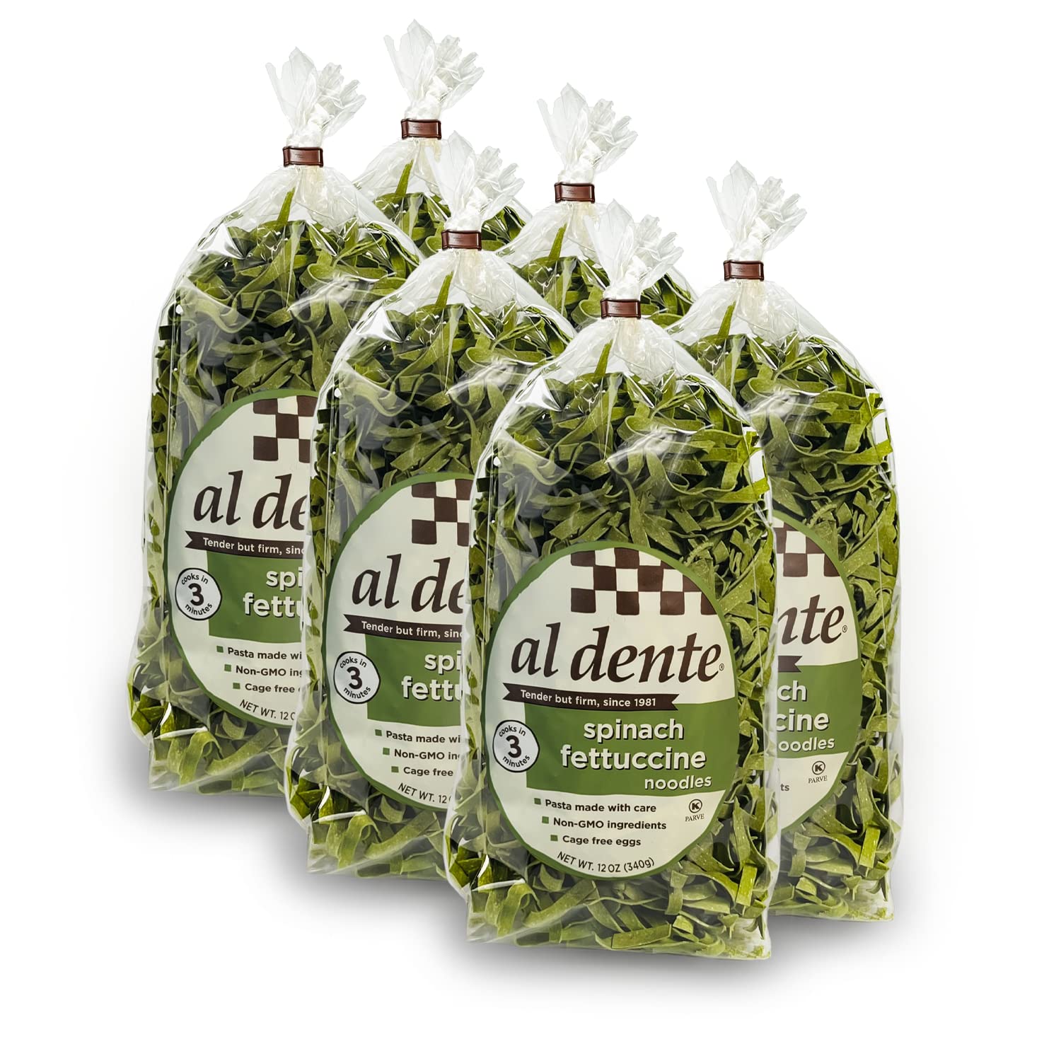 Al Dente Spinach Fettuccine, 12-Ounce Bag (Pack of 6) Spinach