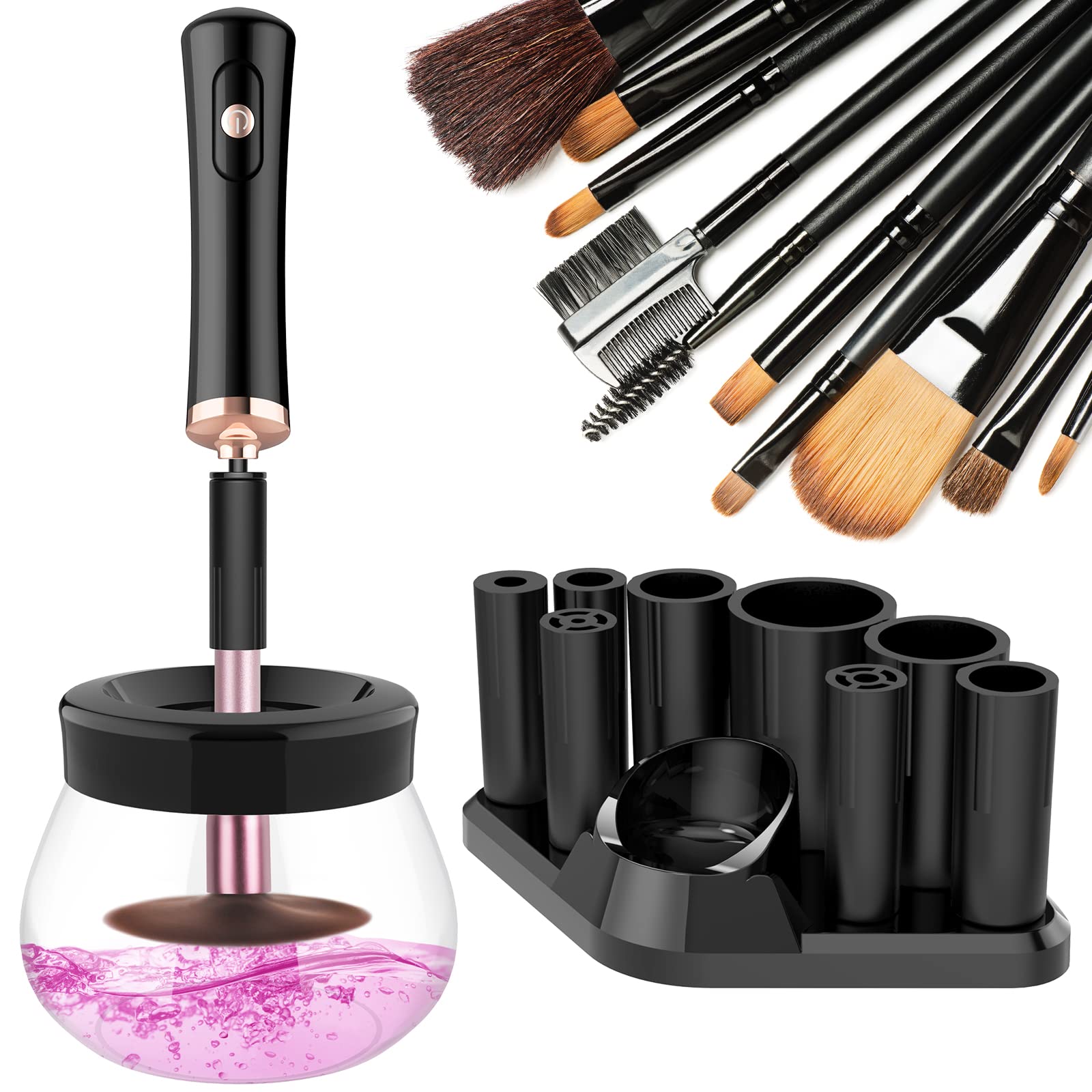 Makeup Brush Cleaner Dryer, Automatic Brush Spinner with 8 Size