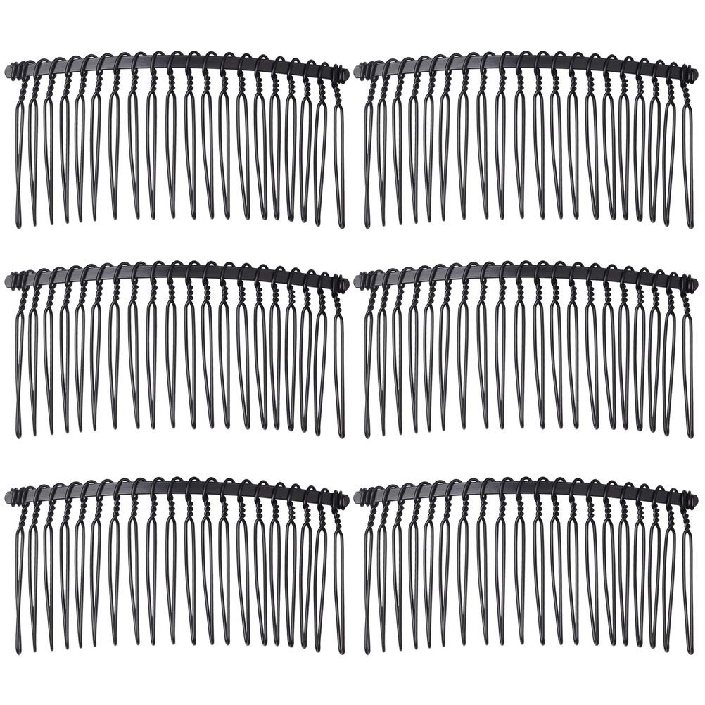 5 Pieces Hair Combs for Women Accessories Metal Bridal Hair Comb 20 Teeth  Wedding Veil Comb Decorative for Women Girls Fine Hair(Black)