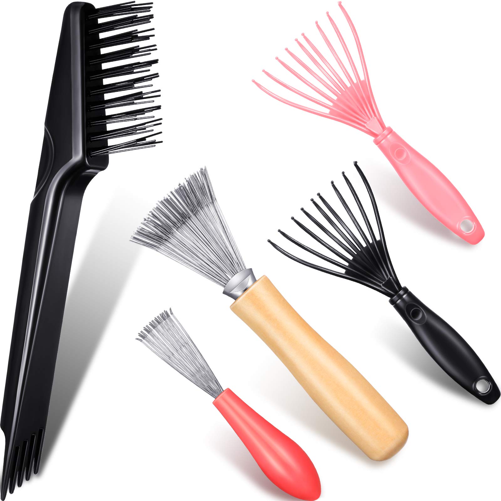 2 Pieces Hair Brush Cleaning Tool Comb Cleaner Brush Mini Hair  Brush Remover for Removing Hair Dust Home and Salon Use (Plastic Handle  Rake, Pink and Black) : Beauty 