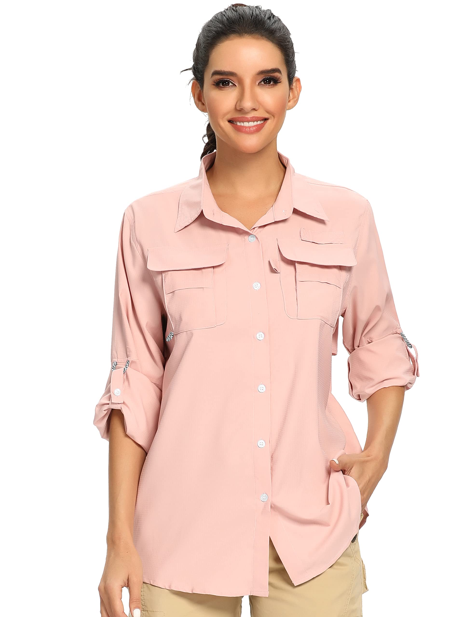 Women's UPF 50+ Short Sleeve Shirts UV Sun Protection Safari Shirts Quick  Dry Outdoor Shirt for Fishing Hiking Travel