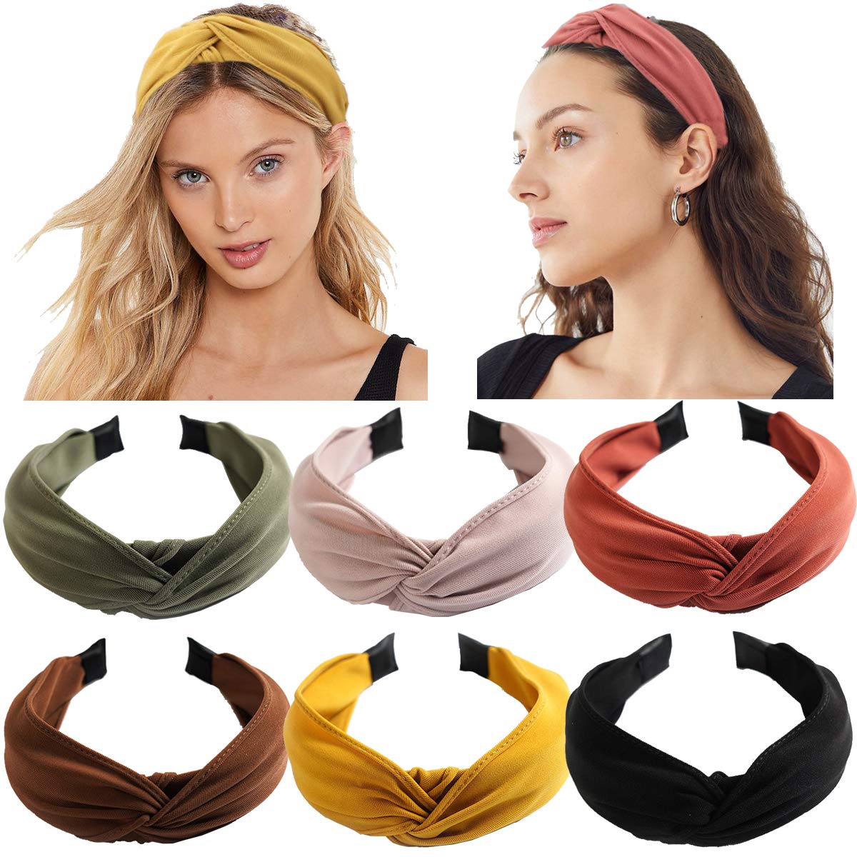 CellElection 6PCS Top Knot Headband for Women Wide Knotted Headbands Twist  Turban Headwrap Elastic Hair Band Fashion Hair Accessories for Women Girls  Children