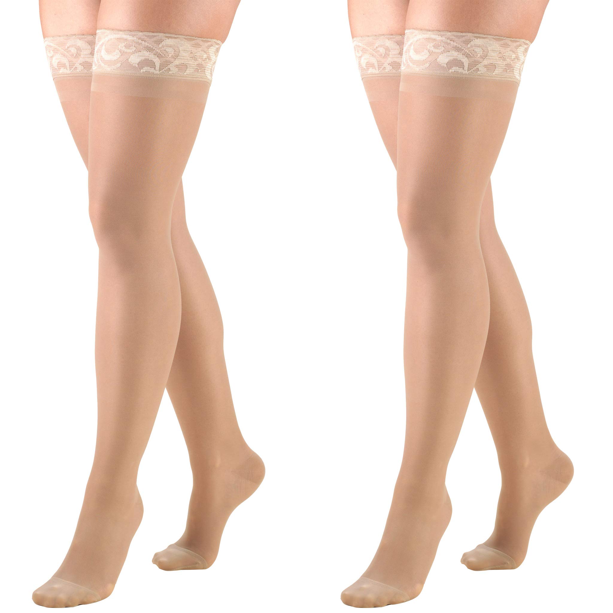 Women's Stockings, Knee High, Sheer: 30-40 mmHg, Taupe, Medium 