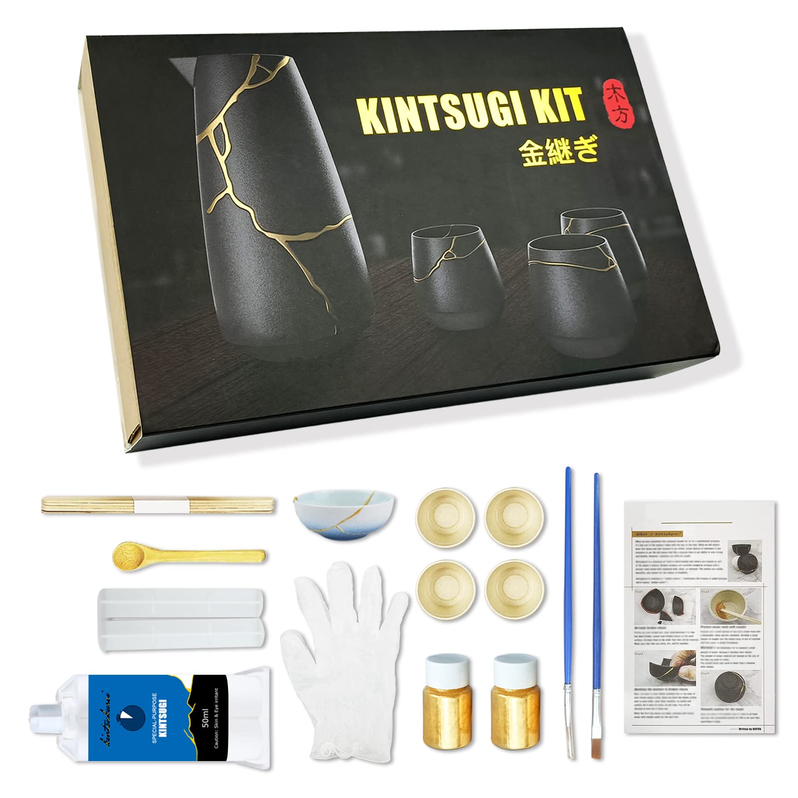 Kintsugi Repair Kit. with professional gold made in Japan, kintsugi kit 