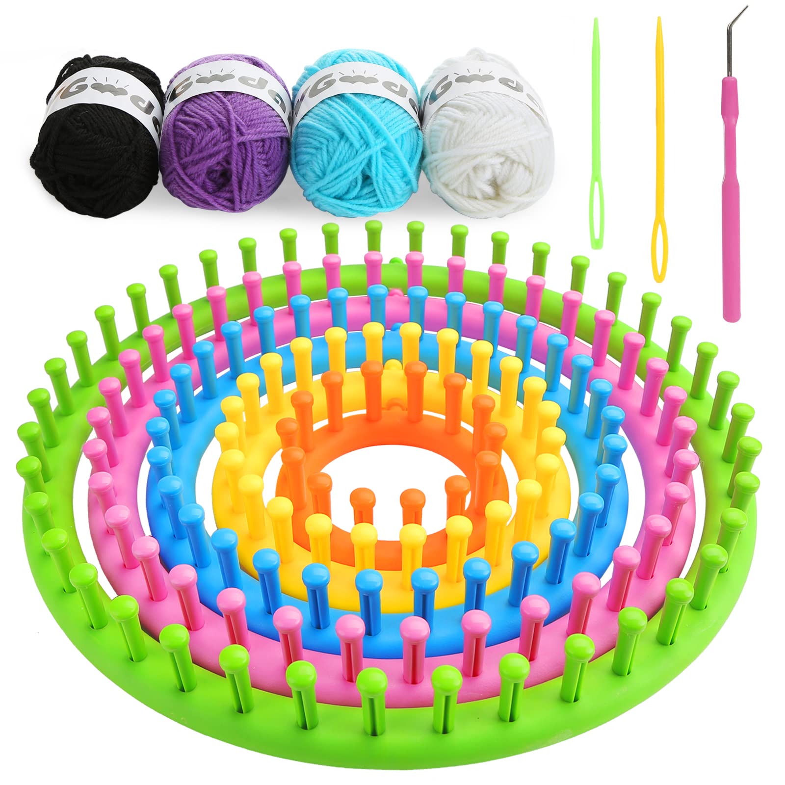 VGOODALL Pompom makers,4 Sizes Pom-Pom Maker Fluff Ball Waver with 12 Skeins Acrylic Yarn for DIY Wool Yarn Crochet Knitting