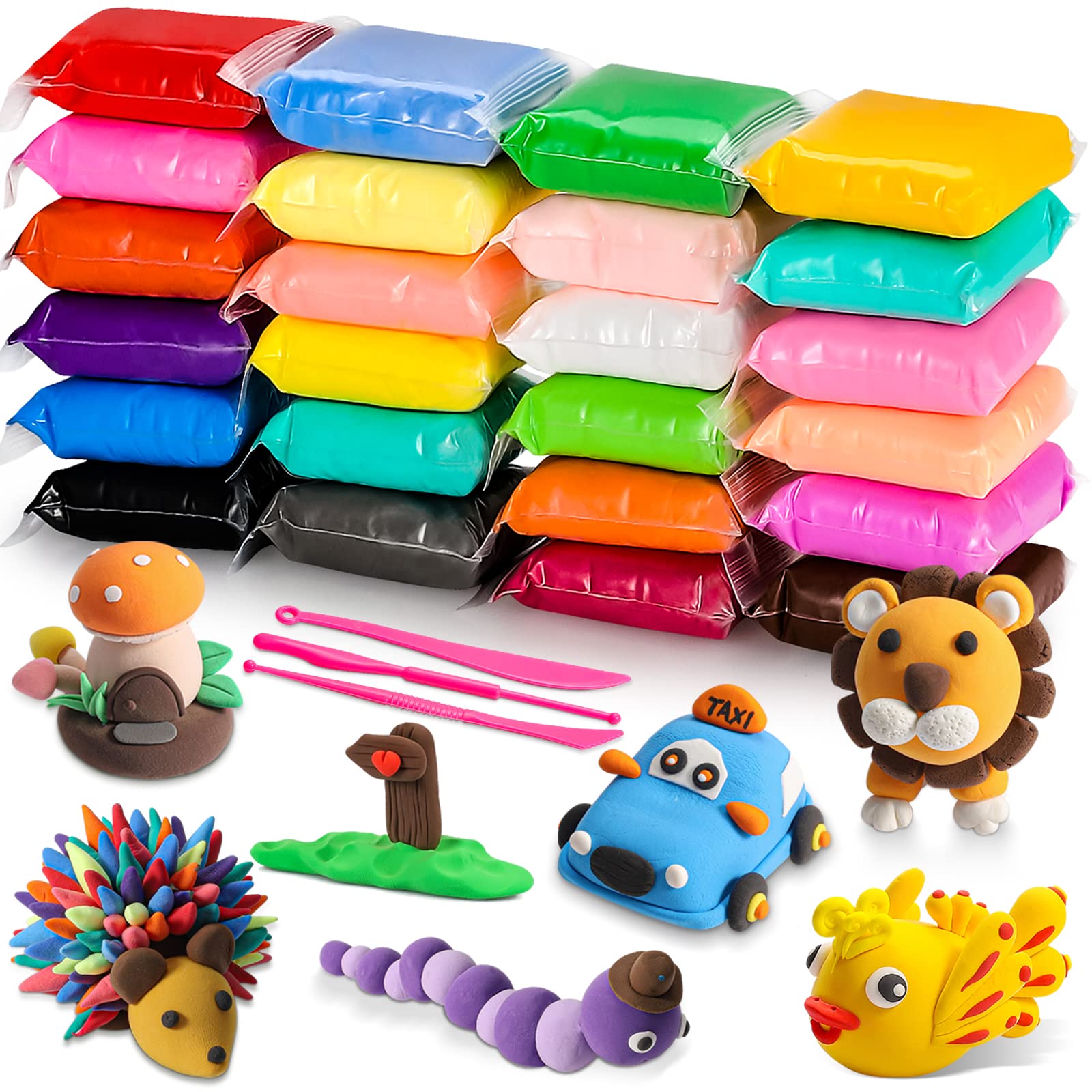CiaraQ Modeling Clay Kit - 24 Colors Air Dry Ultra Light Clay Safe &  Non-Toxic Great Gift for Kids.