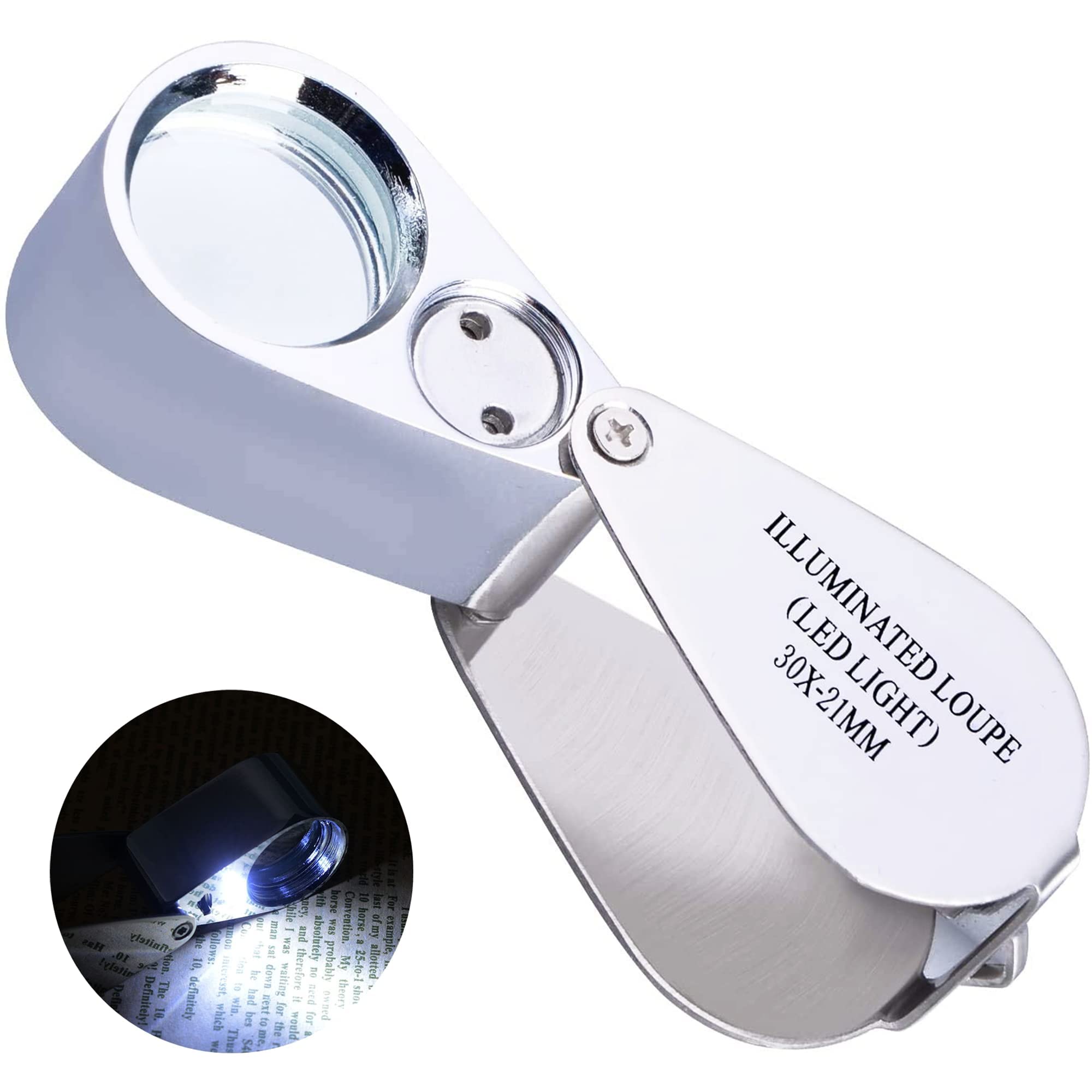 Multi-Purpose LED Eye Loupe with 30X Magnification and 21mm Lens Diameter